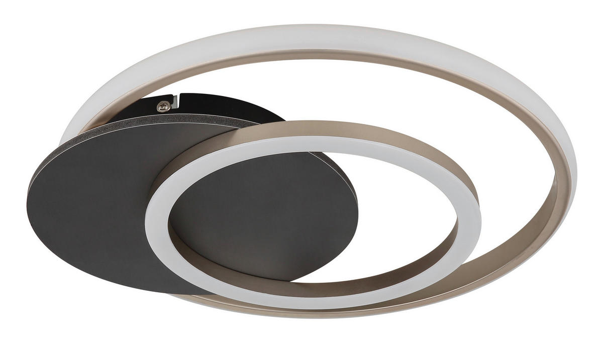 GLOBO LED-Deckenleuchte JULIO 67331G-24 champagner Opal grau Kunststoff MDF B/H/L: ca. 38x6,5x36 cm 1 Brennstellen JULIO - champagner/Opal (36,00/38,00/6,50cm) - GLOBO