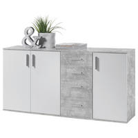 Kommode Bobby 3 B/H/T: ca. 160x82x35 cm Bobby 3 - Beton/weiß (160,00/82,00/35,00cm)