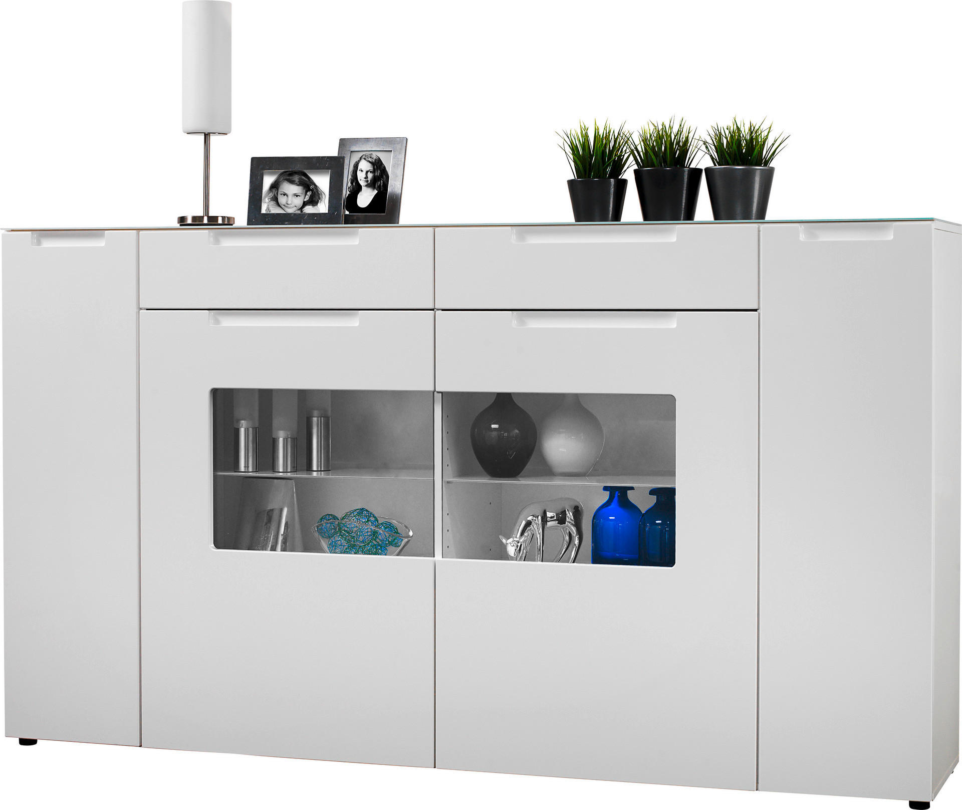 Highboard Mailand weiß Hochglanz B/H/T: ca. 192x108x40 cm Mailand - weiß (192,00/108,00/40,00cm)