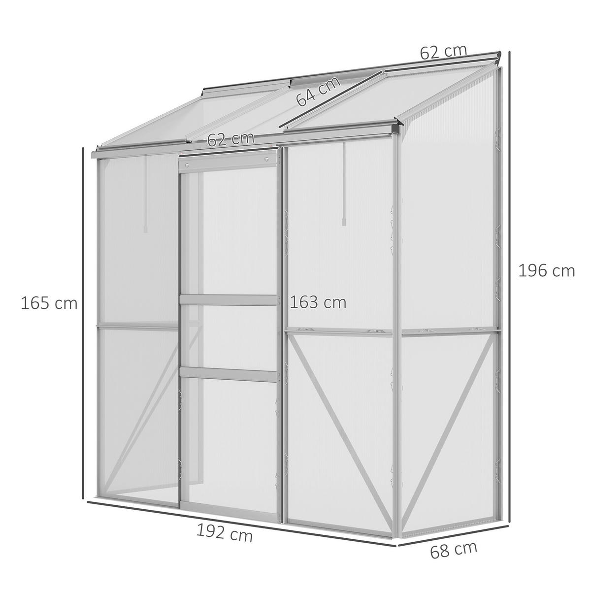 Outsunny Gewächshaus B/H/L: ca. 68x196x192 cm Gewächshaus - silber (192,00/68,00/196,00cm) - Outsunny