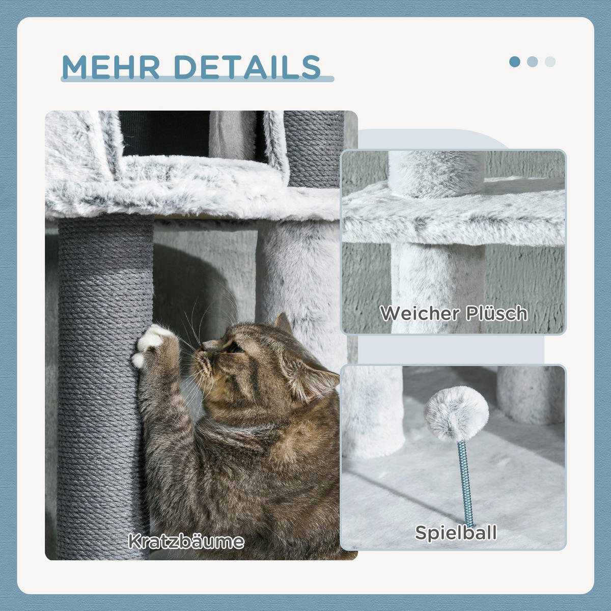 PawHut Kratzbaum grau Spanplatte B/H/L: ca. 60x255x60 cm Kratzbaum - grau (60,00/60,00/255,00cm) - PawHut