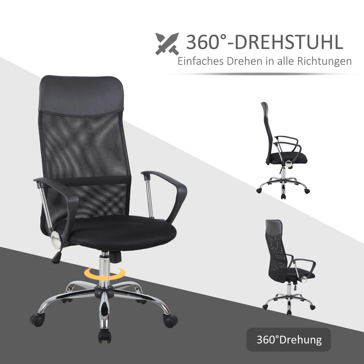 Drehstuhl A2-0093 schwarz A2-0093 - schwarz (63,00/109,00/65,00cm) - HOMCOM