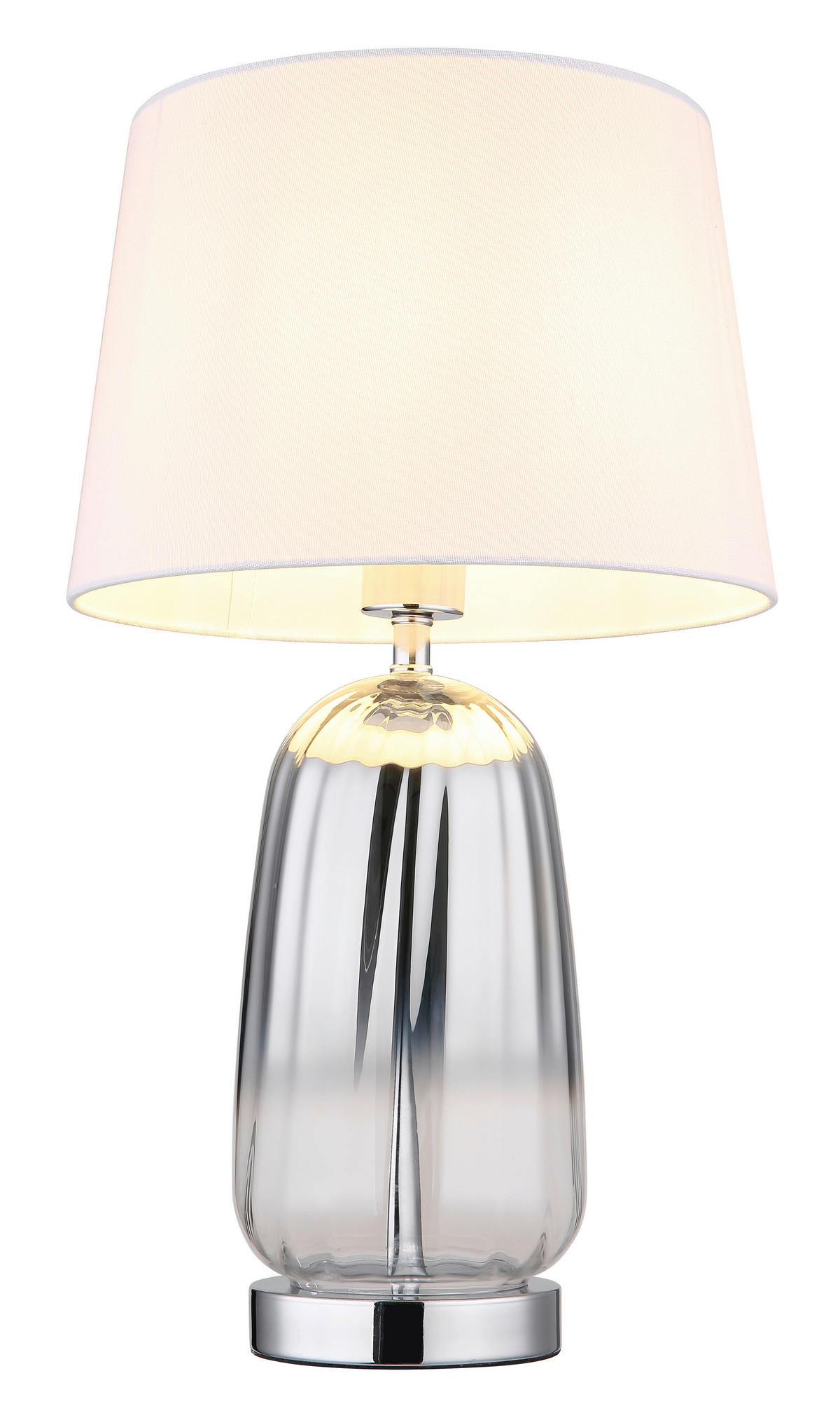 GLOBO Tischleuchte Classy 24142W silber weiß Glas Textil H: ca. 52 cm E27 1 Brennstellen Classy - weiß/silber (52,00cm) - GLOBO