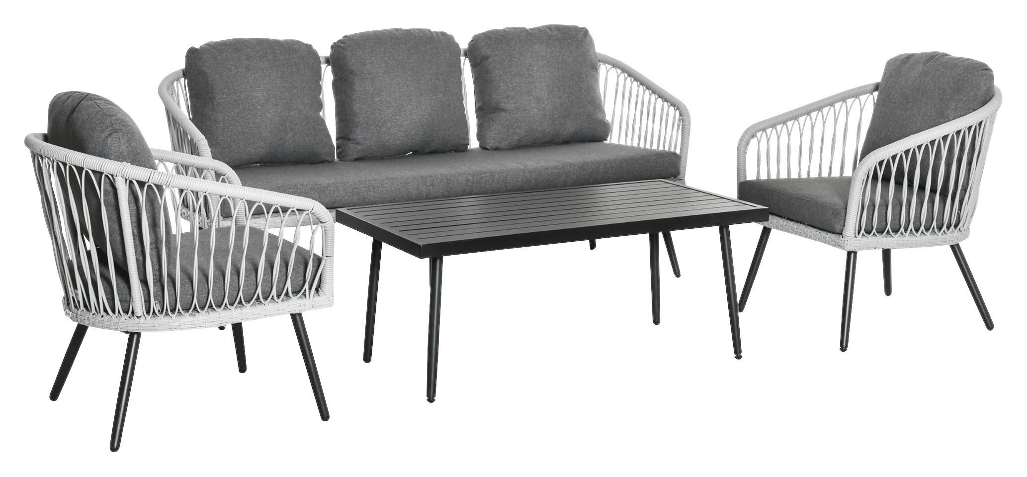Outsunny Sitzgruppe grau Polyester B/H/L: ca. 70x174x76 cm Gartenmöbel-Set - grau (76,00/70,00/174,00cm) - Outsunny
