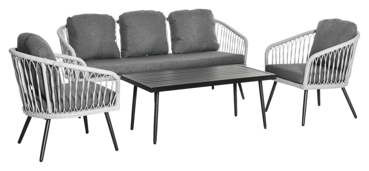 Outsunny Sitzgruppe grau Polyester B/H/L: ca. 70x174x76 cm Gartenmöbel-Set - grau (76,00/70,00/174,00cm) - Outsunny