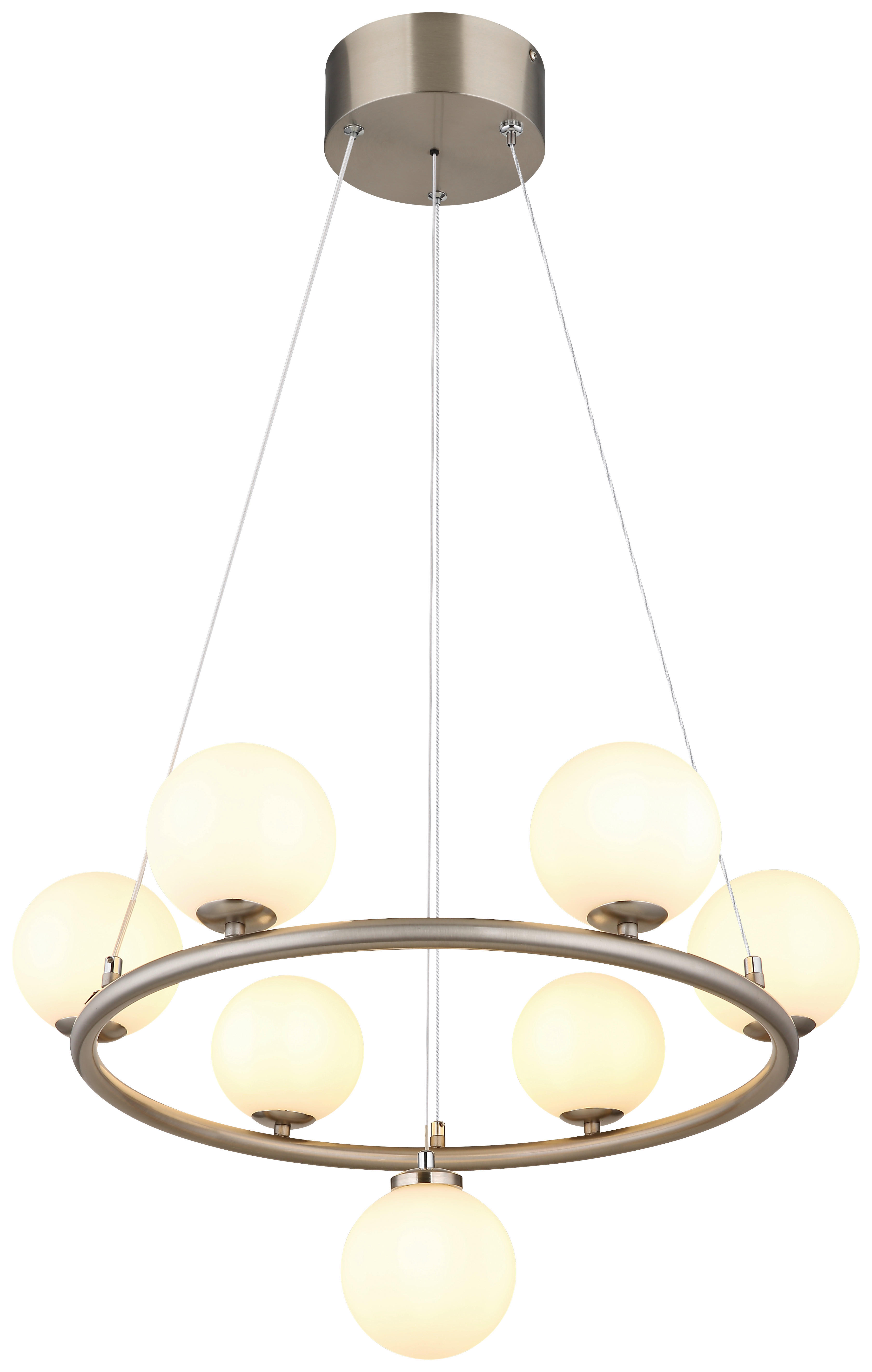 GLOBO Pendelleuchte nickel matt Opal schwarz Metall Glas Kunststoff H/D: ca. 120x60 cm G9 7 Brennstellen RIHA - nickel matt/schwarz (60,00/120,00cm) - GLOBO