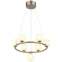 GLOBO Pendelleuchte nickel matt Opal schwarz Metall Glas Kunststoff H/D: ca. 120x60 cm G9 7 Brennstellen RIHA - nickel matt/schwarz (60,00/120,00cm) - GLOBO