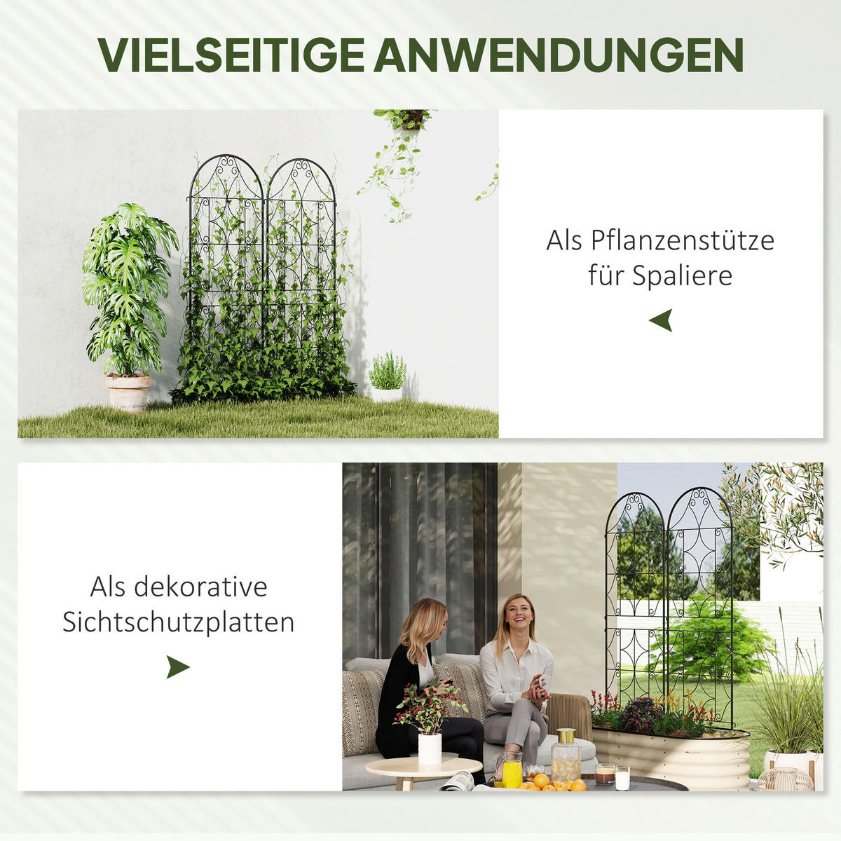 Outsunny Rankgitter schwarz B/H/L: ca. 1,3x150x50 cm Rankgitter - schwarz (50,00/1,30/150,00cm) - Outsunny