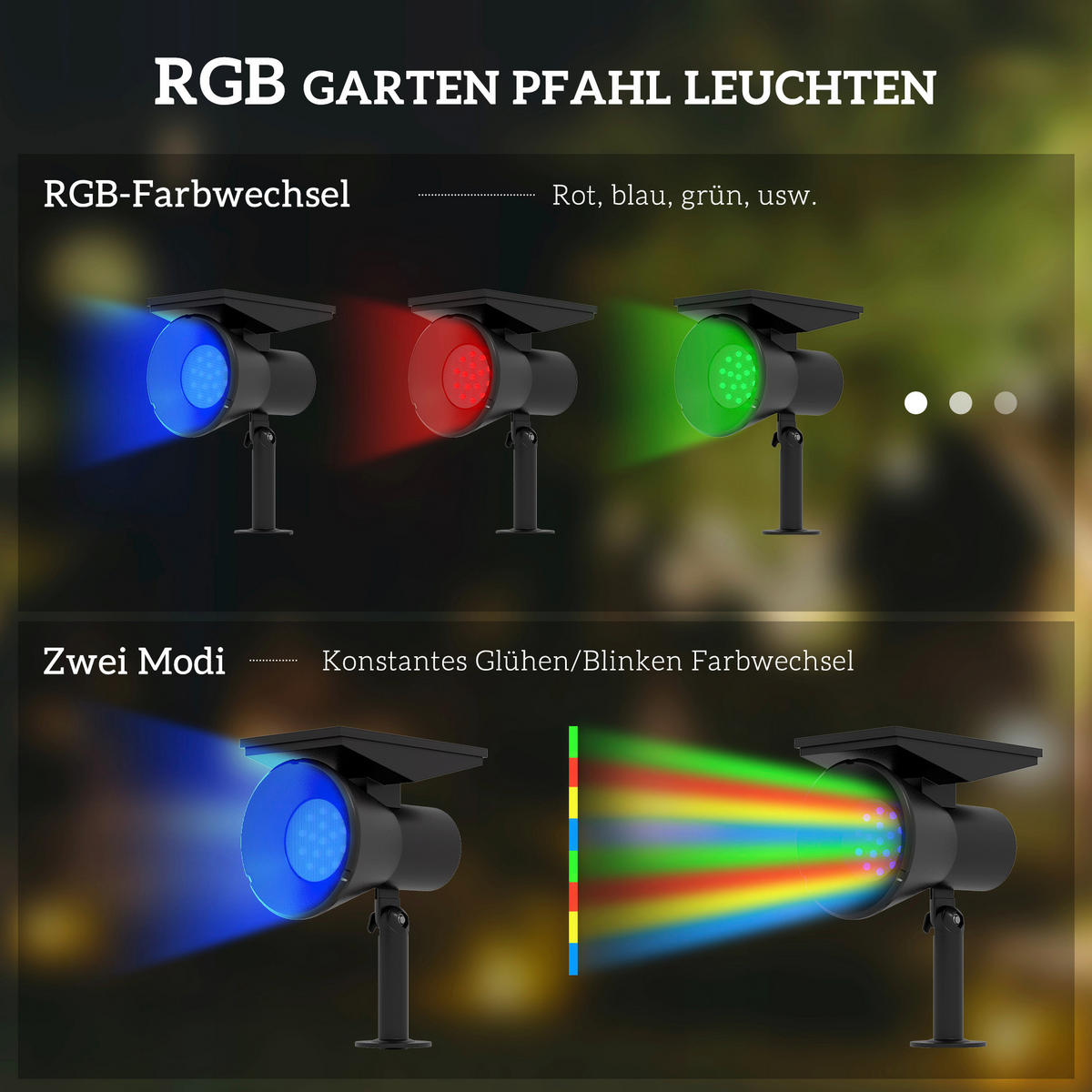 Solar-Gartenleuchte schwarz Kunststoff B/H/L: ca. 15x38x10,6 cm Solar-Gartenleuchte - schwarz (10,60/15,00/38,00cm) - Outsunny