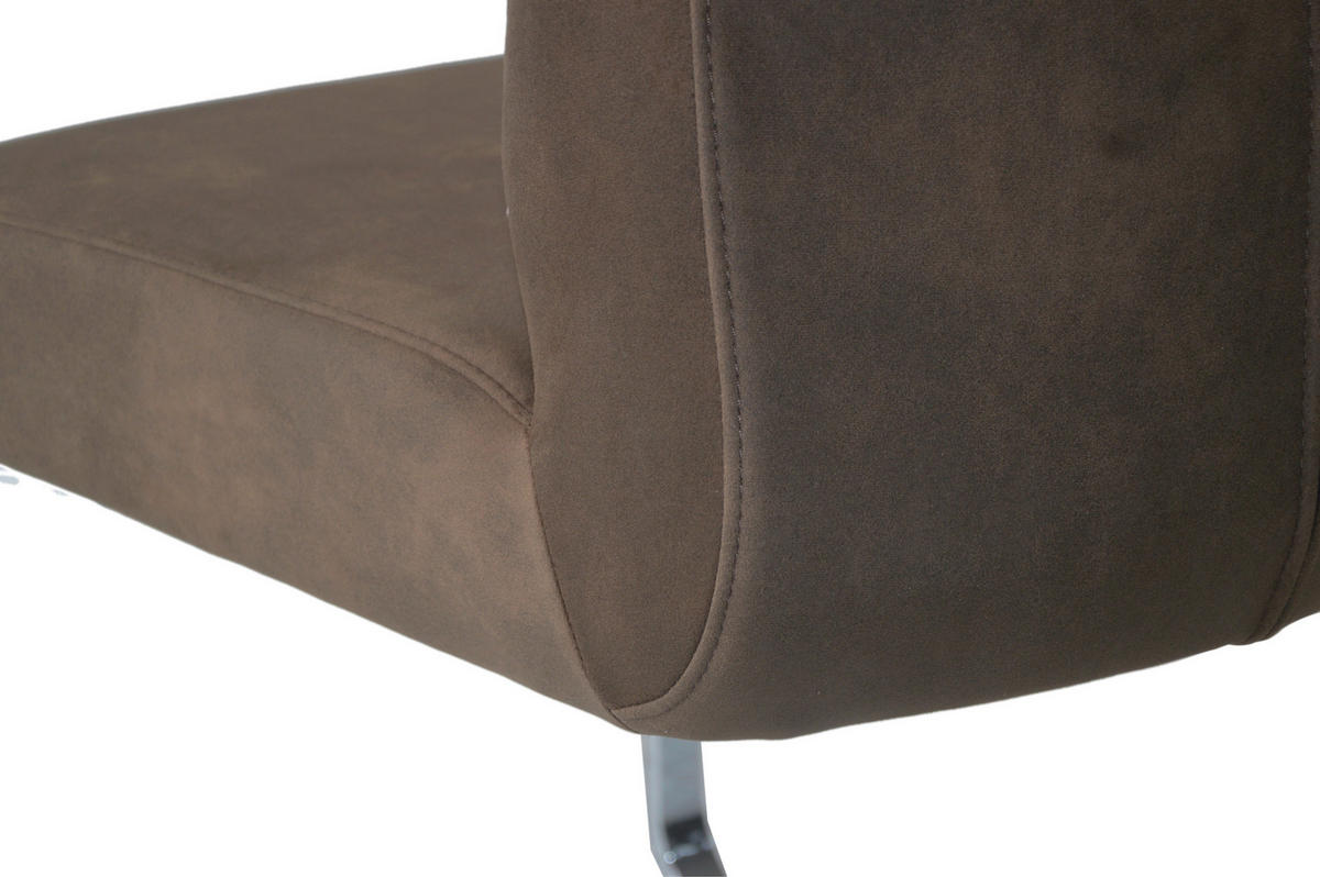 Schwingstuhl MARLEN-XXL  2er-Set dunkelbraun Vintage Chrom Stoff Metall B/H/T: ca. 72x96x80 cm MARLEN-XXL  2er-Set - dunkelbraun/Chrom (72,00/96,00/80,00cm) - byLIVING