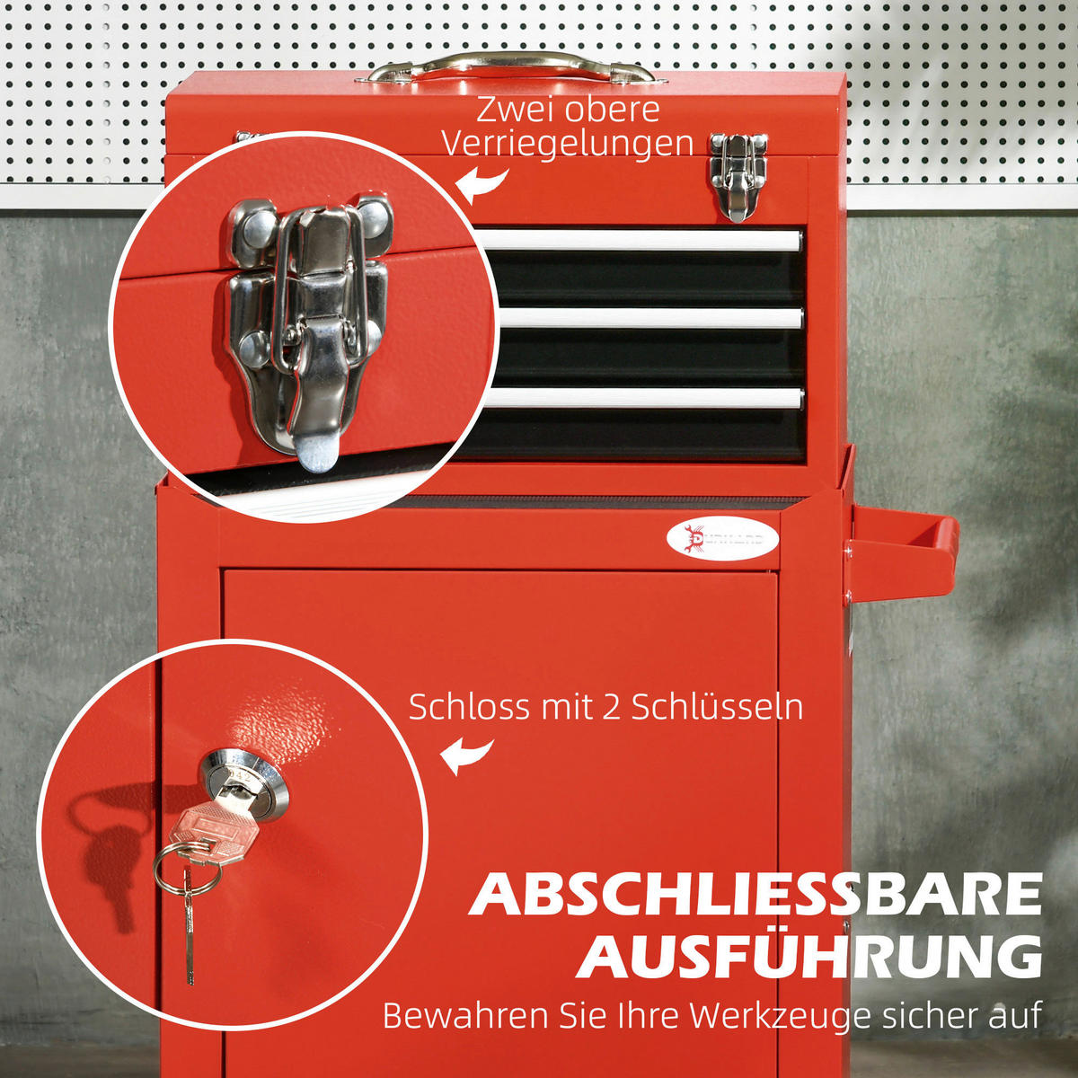 Werkstatt-Zubehör rot B/H/L: ca. 28x46x94 cm Werkzeugwagen - rot (94,00/28,00/46,00cm) - DURHAND
