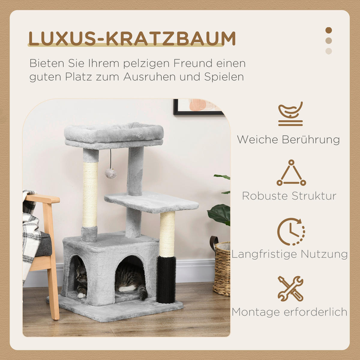 PawHut Kratzbaum Kratzbaum - (48,00/48,00/80,00cm) - PawHut