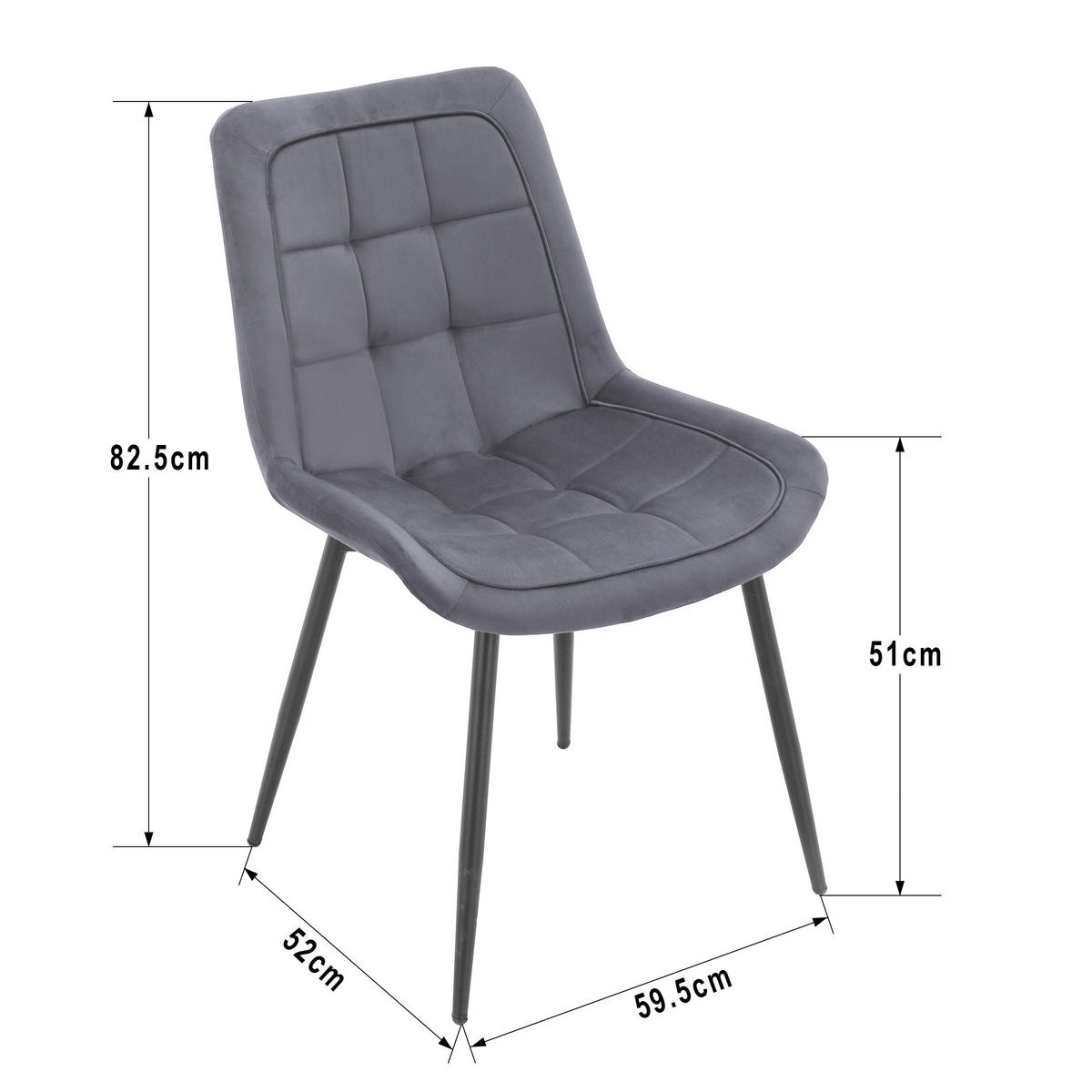 Stuhl KIRA grau Webstoff B/T: ca. 52x82,5 cm KIRA - schwarz/grau (52,00/82,50cm)