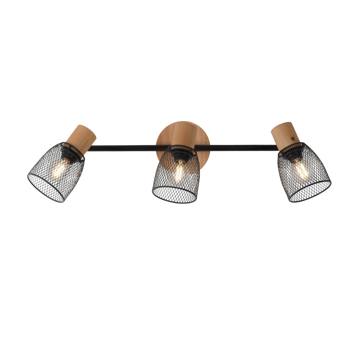 Just Light Spotbalken TAMIS 15193-79 schwarz natur Holz Metall B/H/T: ca. 65x22x24 cm E14 3 Brennstellen TAMIS - natur/schwarz (65,00/22,00/24,00cm) - Just Light