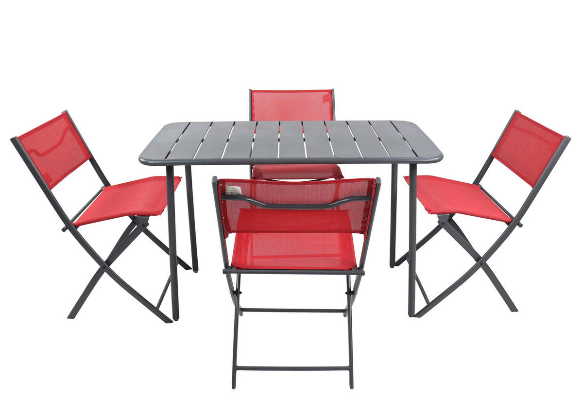 VCM Gartensitzgruppe Sumila rot Stahl B/H/L: ca. 45x79x46 cm Sumila - rot (46,00/45,00/79,00cm) - VCM