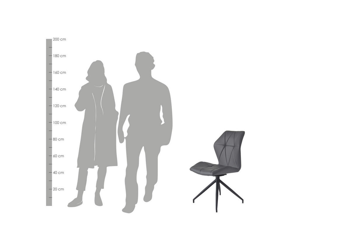 Stuhl IMKE  2er-Set grau schwarz Kunstleder Metall B/H/T: ca. 52x90,5x62 cm IMKE  2er-Set - schwarz/grau (52,00/90,50/62,00cm) - byLIVING