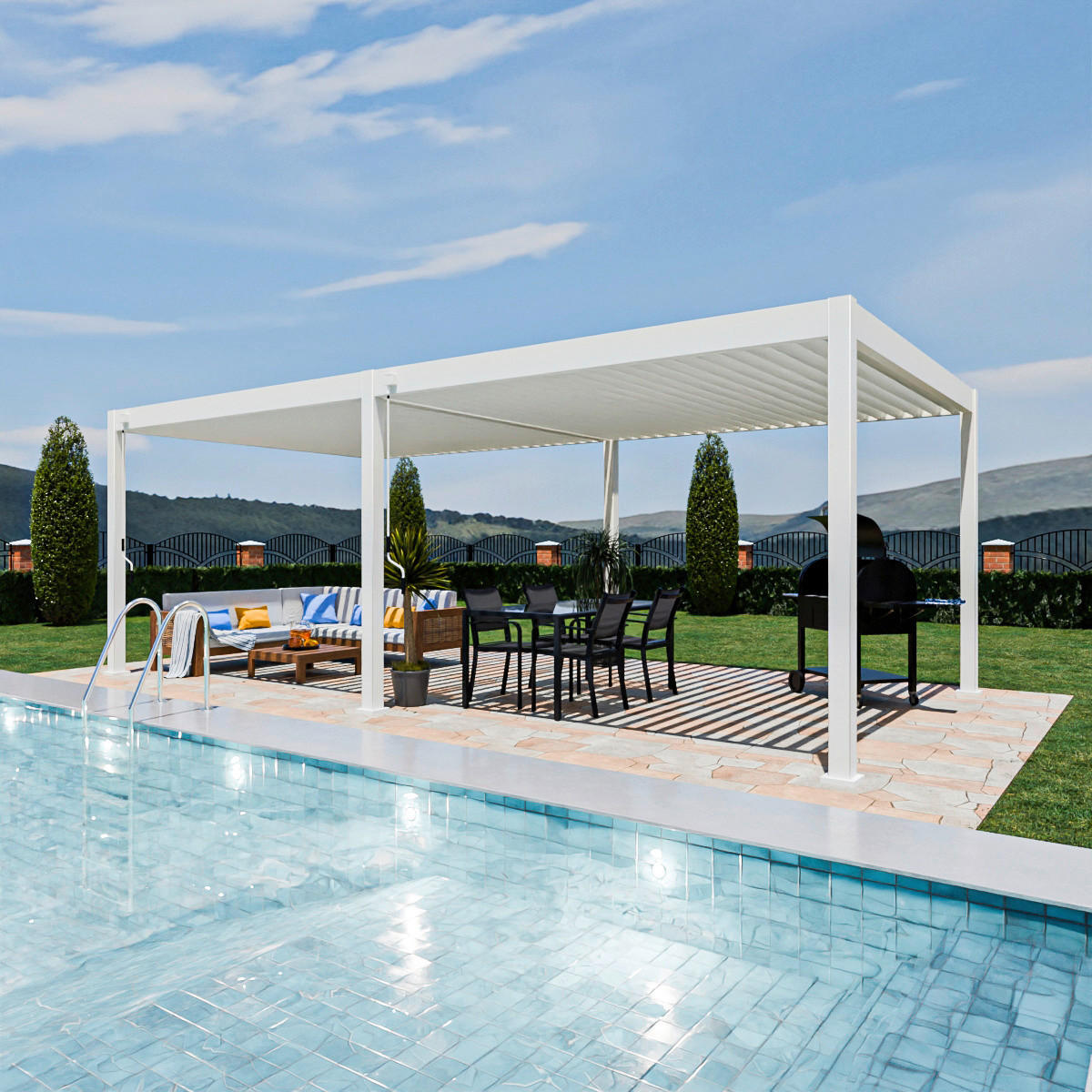 PergoLine Pergola Superior weiß Aluminium B/H/L: ca. 720x255x360 cm Superior - weiß (360,00/720,00/255,00cm) - PergoLine