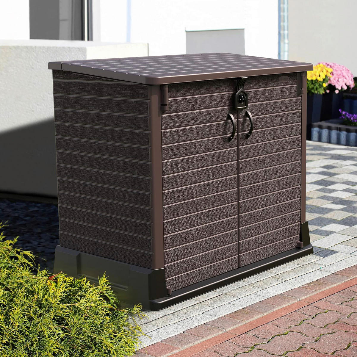 VCM Mülltonnenbox 2er StoreAway braun Kunststoff B/H/L: ca. 145x125x83 cm StoreAway - braun (83,00/145,00/125,00cm) - VCM