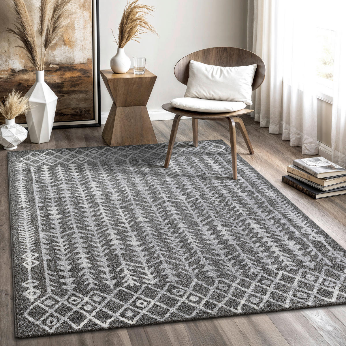 Sanat Teppich anthrazit B/L: ca. 340x240 cm Teppich_Boho_8204_240x340 - anthrazit (340,00/240,00cm) - Sanat