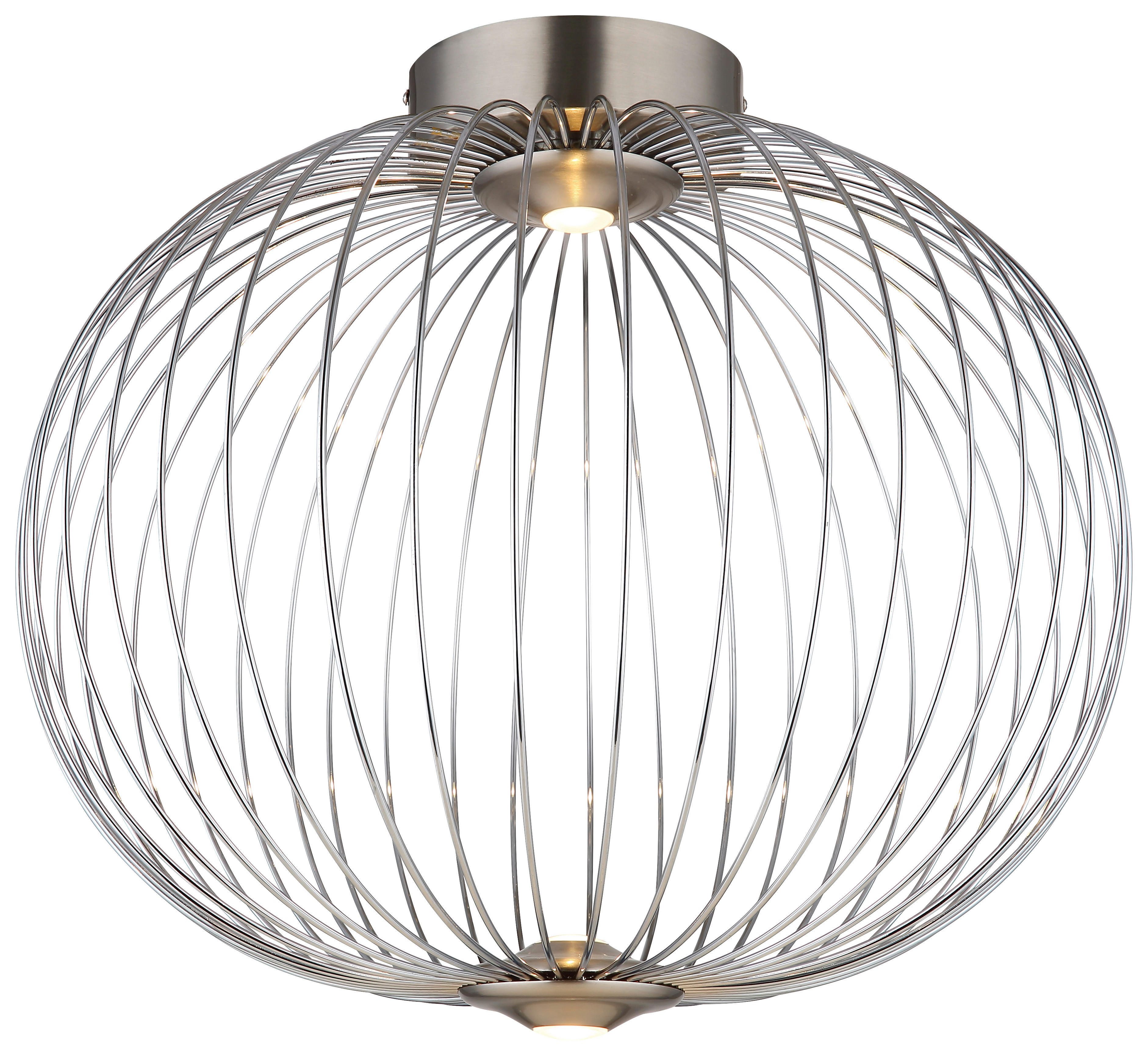 GLOBO LED-Deckenleuchte Chrom nickel matt Aluminium Metall H/D: ca. 45x50 cm GALWAY - nickel matt/Chrom (50,00/45,00cm) - GLOBO