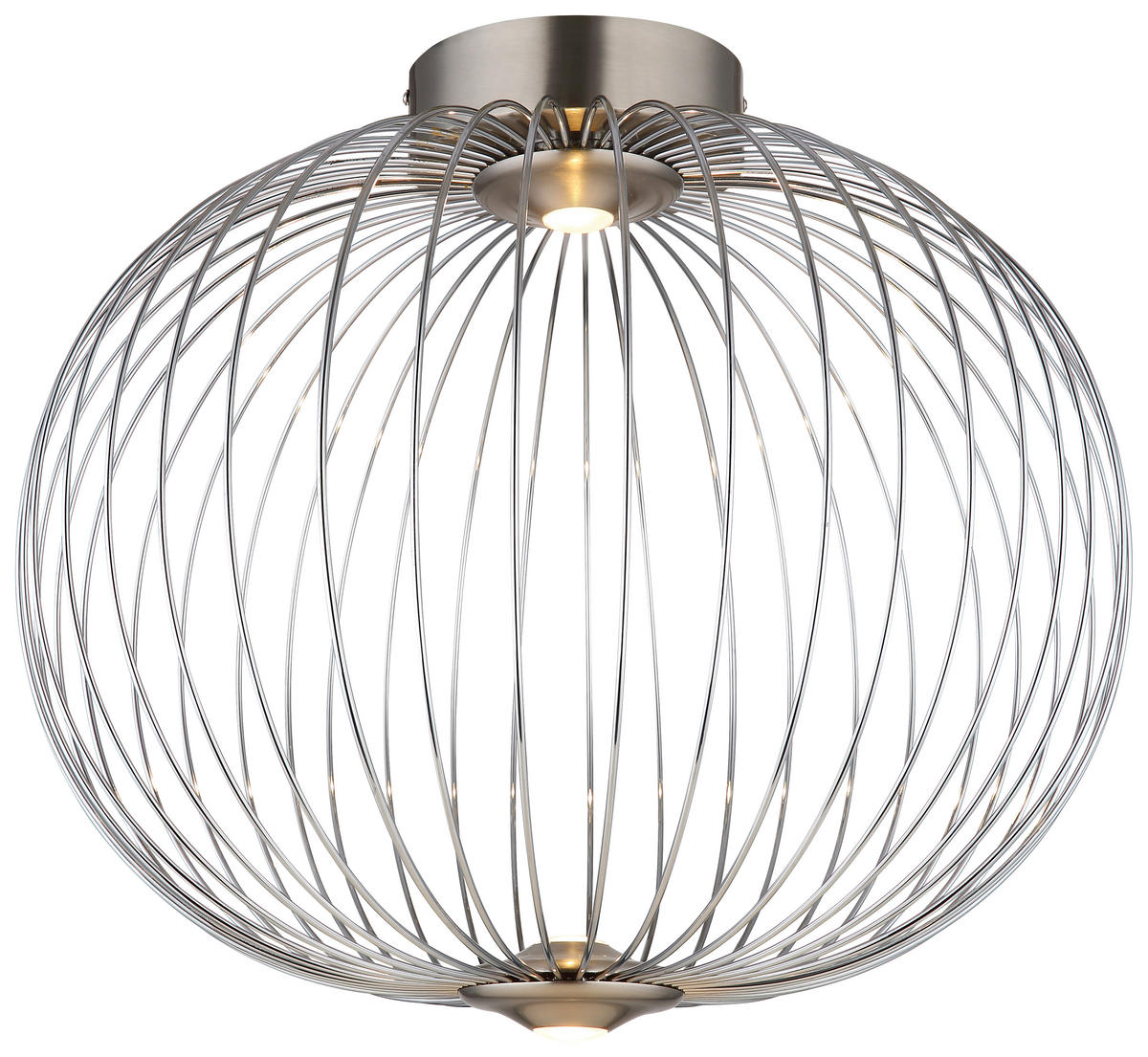 GLOBO LED-Deckenleuchte Chrom nickel matt Aluminium Metall H/D: ca. 45x50 cm GALWAY - nickel matt/Chrom (50,00/45,00cm) - GLOBO