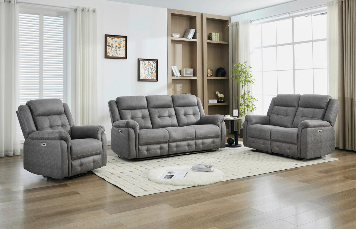 Sofa Philip grau Microfaser B/H/T: ca. 208x103x95 cm Philip - schwarz/grau (208,00/103,00/95,00cm)