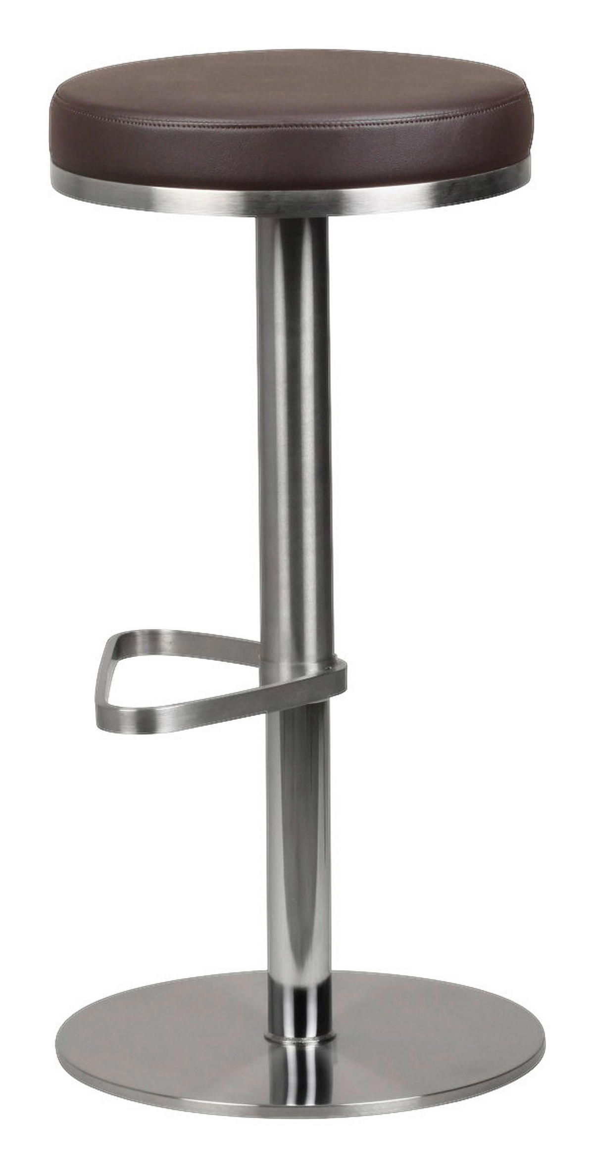 Barhocker dunkelbraun Edelstahl Kunstleder Edelstahl Edelstahl Barhocker - dunkelbraun/Edelstahl - Wohnling
