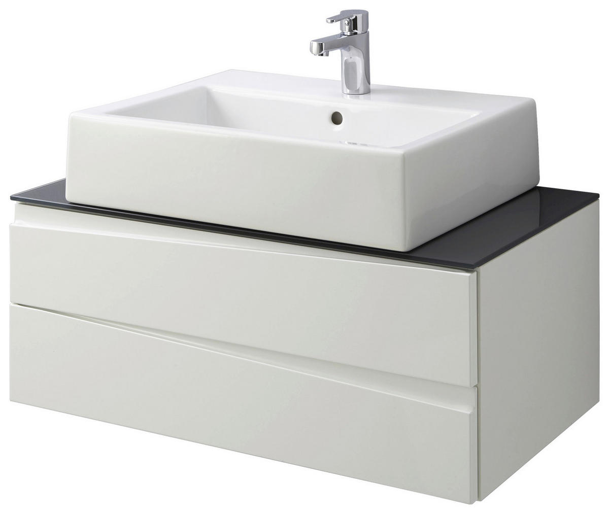 Waschplatz SHAPE grau weiß Hochglanz B/H/T: ca. 80x33x47 cm SHAPE - weiß/grau (80,00/33,00/47,00cm) - byLIVING