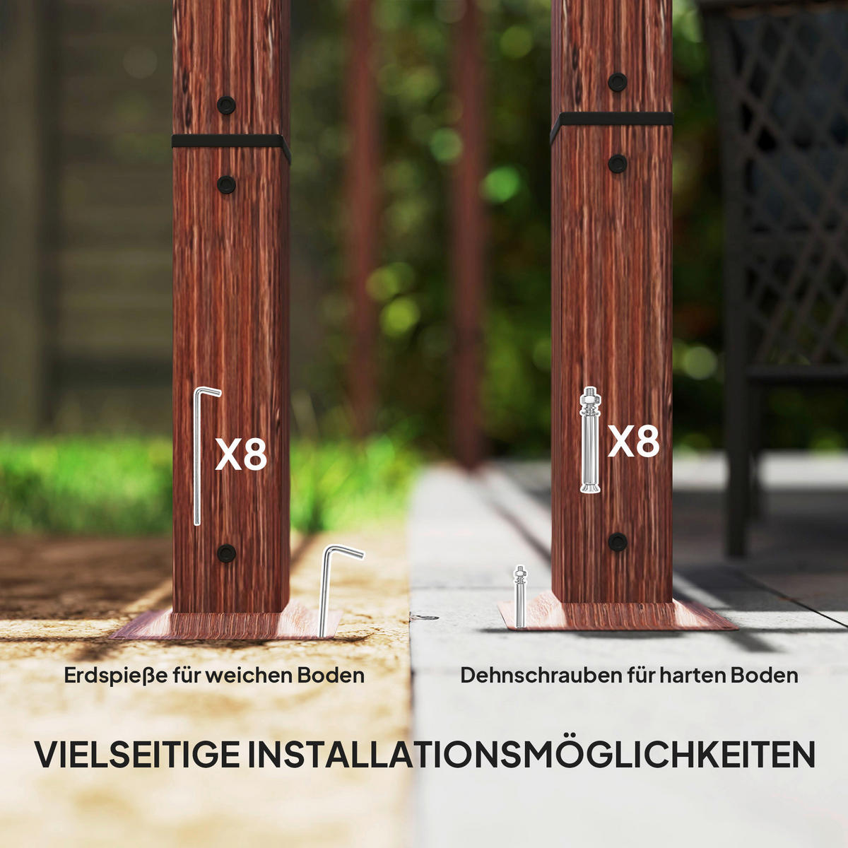 Outsunny Pergola natur Aluminium B/H/L: ca. 296x232x299 cm Pergola - natur (299,00/296,00/232,00cm) - Outsunny