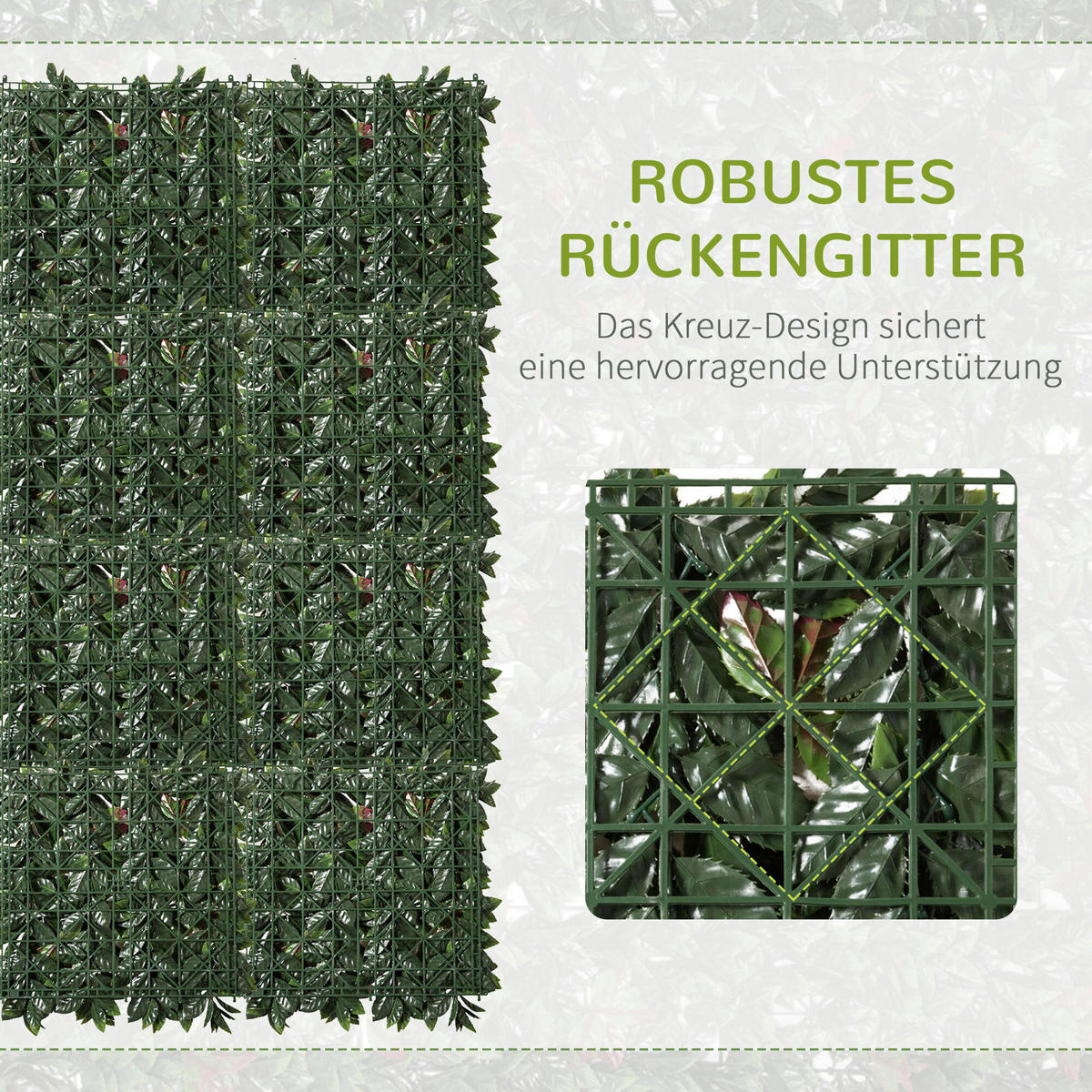 Outsunny Künstliche Hecke grün Kunststoff B/T/L: ca. 50x7x50 cm Künstliche_Hecke - grün (50,00/50,00cm) - Outsunny