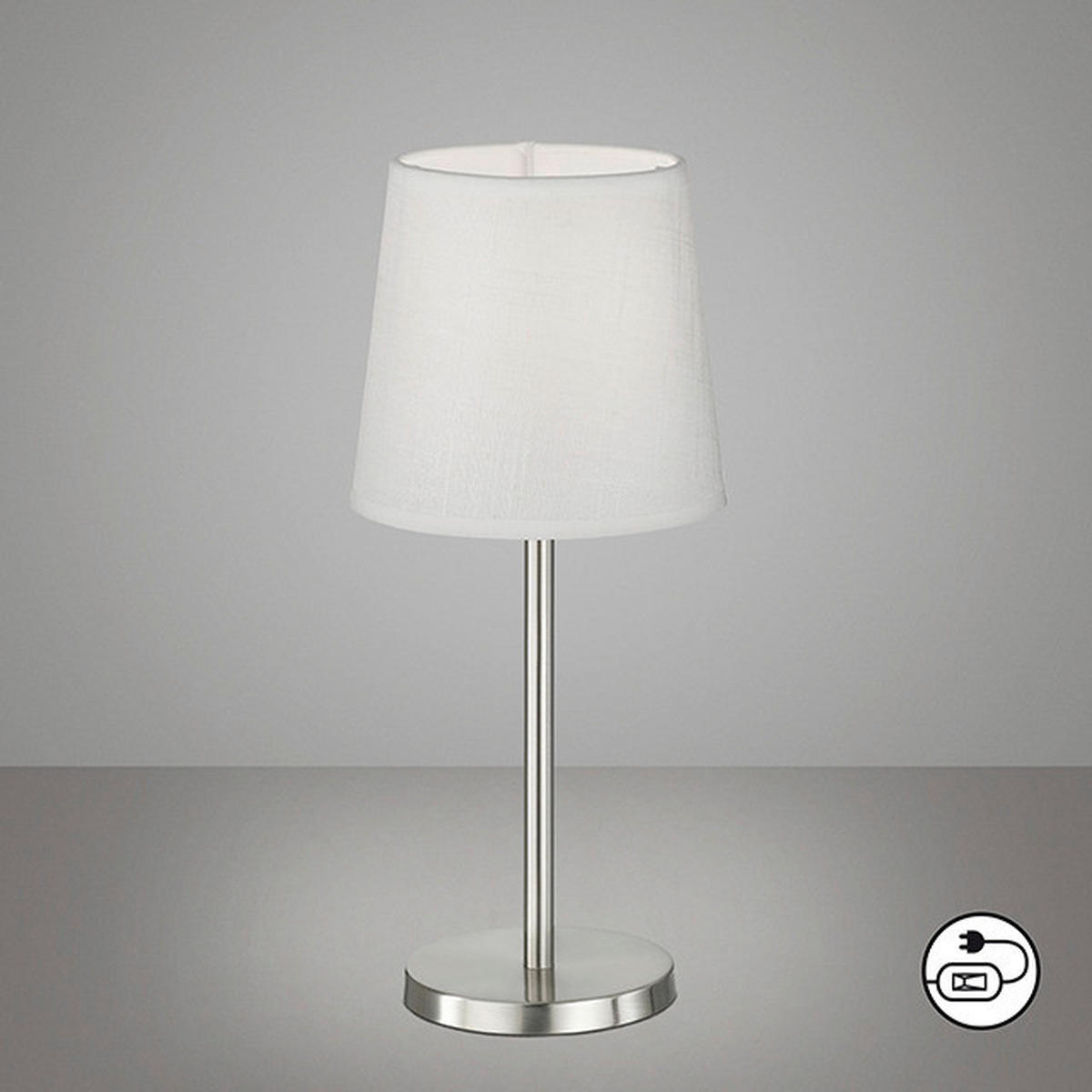 easy! by FHL Tischleuchte 850103 Eve nickel matt weiß Textil Metall H/D: ca. 30x14 cm E14 1 Brennstellen Eve - weiß/nickel matt (14,00/30,00cm) - easy! by FHL