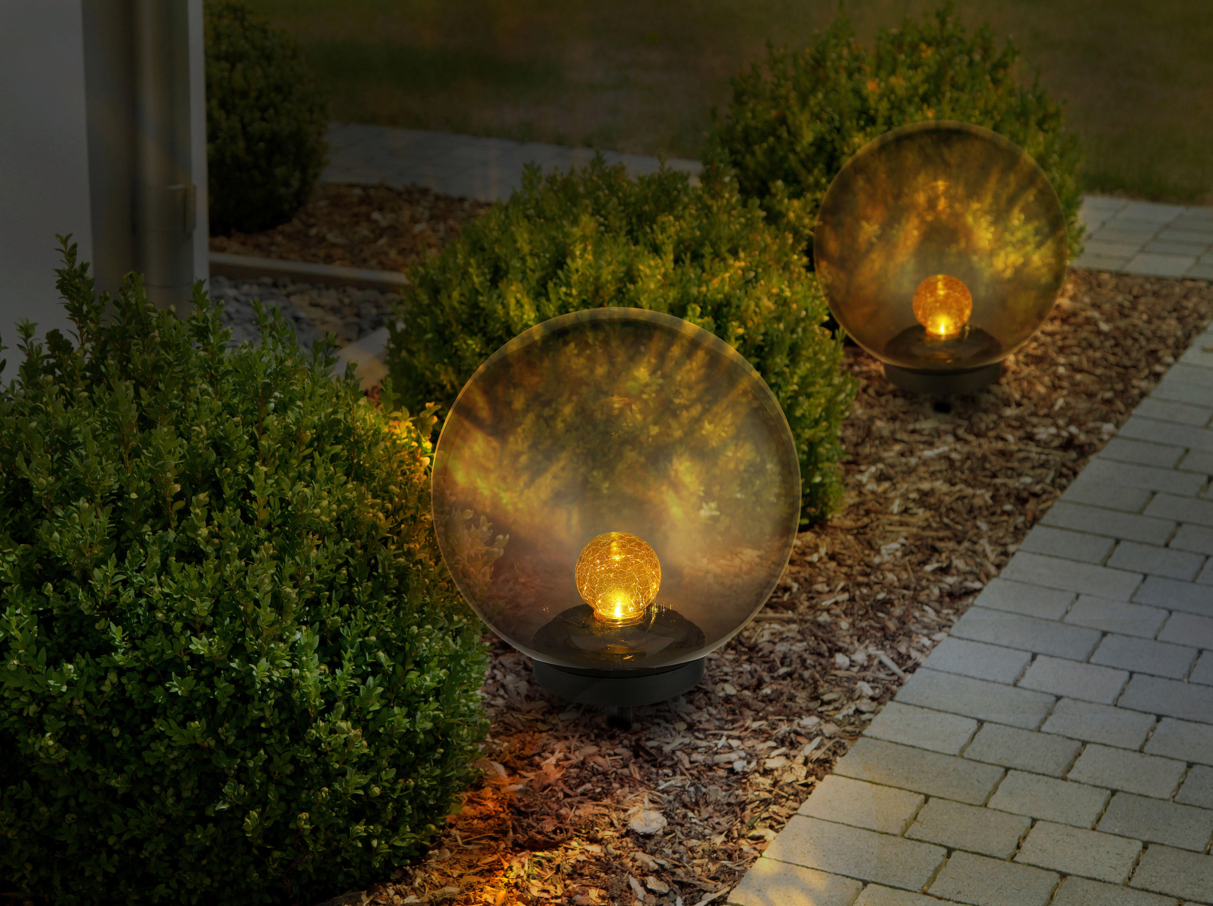 LED-Solarleuchte schwarz Glas Kunststoff H/D: ca. 38,5x25 cm SOLAR - schwarz (25,00/38,50cm) - GLOBO