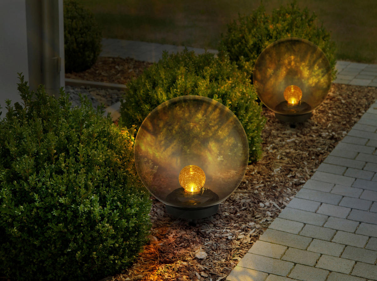 LED-Solarleuchte schwarz Glas Kunststoff H/D: ca. 38,5x25 cm SOLAR - schwarz (25,00/38,50cm) - GLOBO