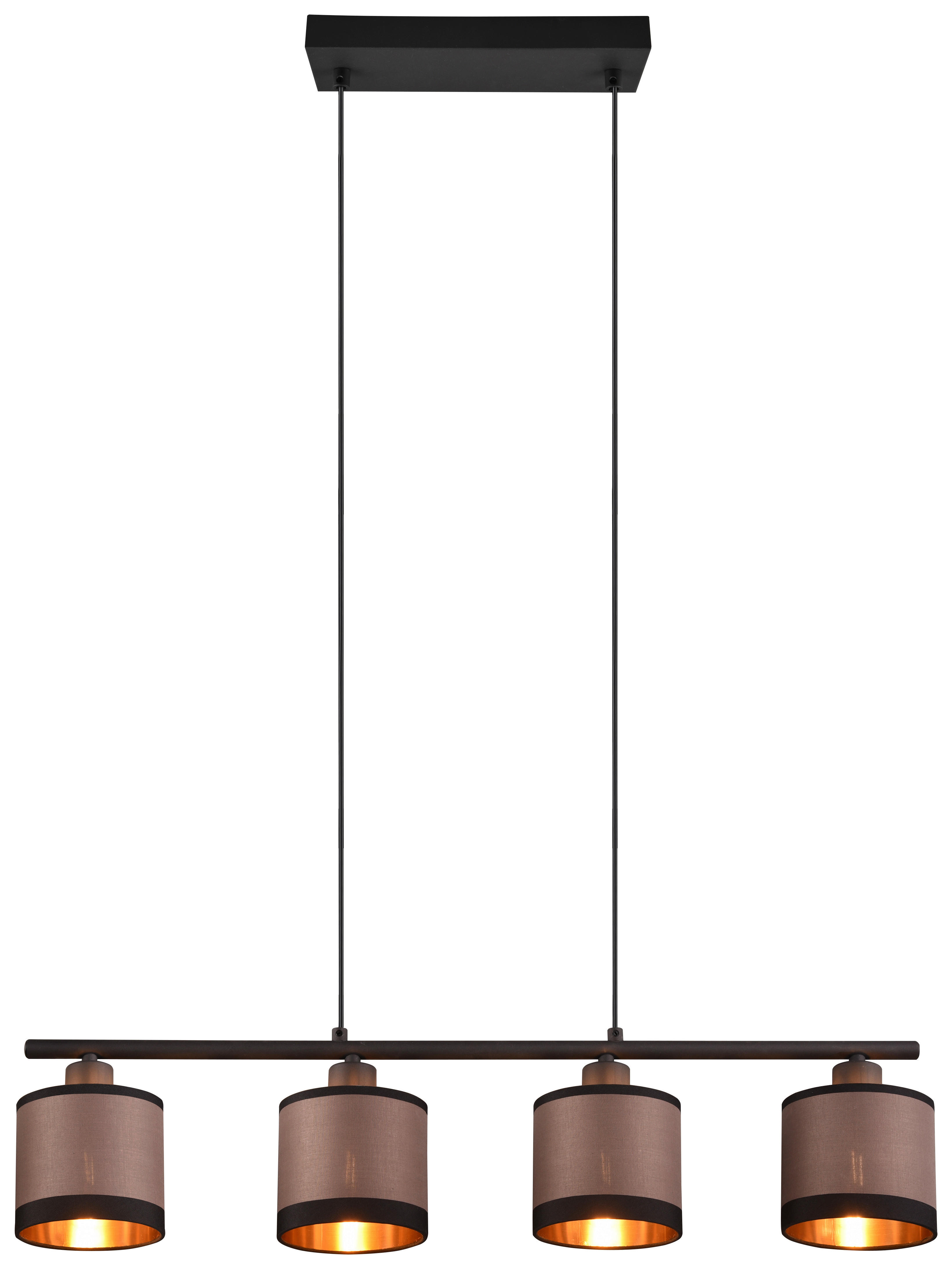Reality Pendelleuchte R31554041 Davos schwarz taupe Stoff Metall B/H/T/D: ca. 75x150x12x12 cm E14 4 Brennstellen Davos - schwarz/taupe (75,00/150,00/12,00cm) - Reality