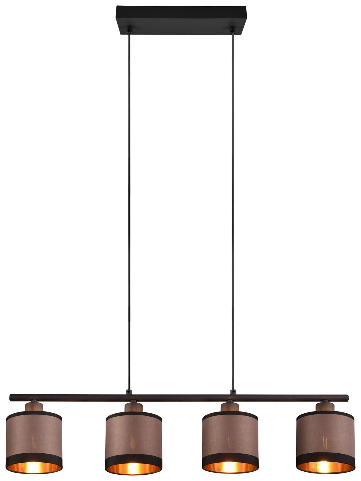Reality Pendelleuchte R31554041 Davos schwarz taupe Stoff Metall B/H/T/D: ca. 75x150x12x12 cm E14 4 Brennstellen Davos - schwarz/taupe (75,00/150,00/12,00cm) - Reality