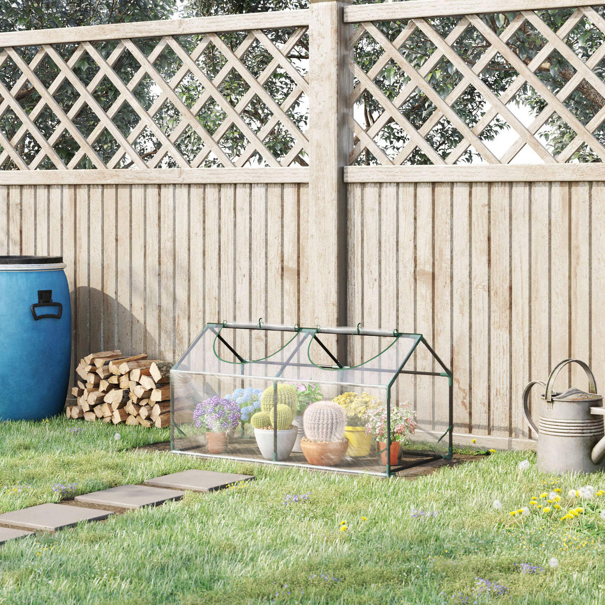 Outsunny Gewächshaus B/H/L: ca. 60x60x120 cm Gewächshaus - transparent (120,00/60,00/60,00cm) - Outsunny