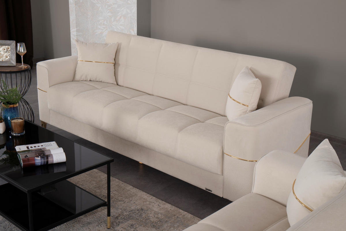 Sofa 3-2-1 Salda beige Microfaser Salda - gold/beige