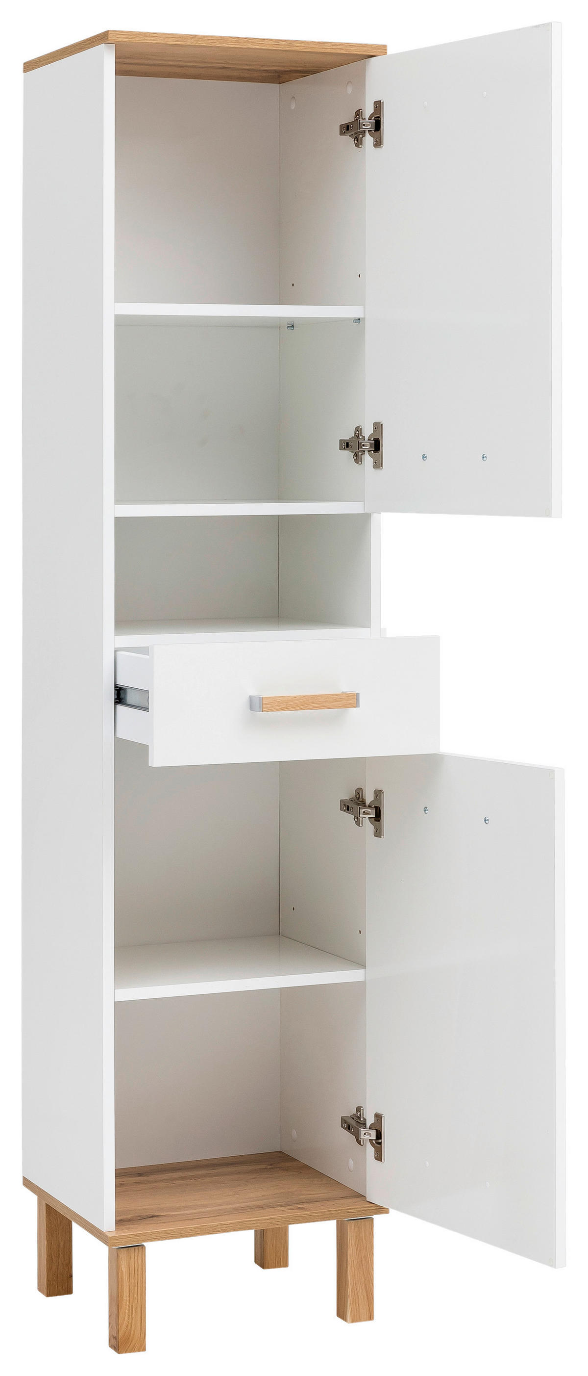 Hochschrank Padua weiß glanz Eiche Landhaus Nachbildung B/H/T: ca. 40,4x178,5x35 cm Padua - Eiche/weiß (40,40/178,50/35,00cm) - Möbelpartner