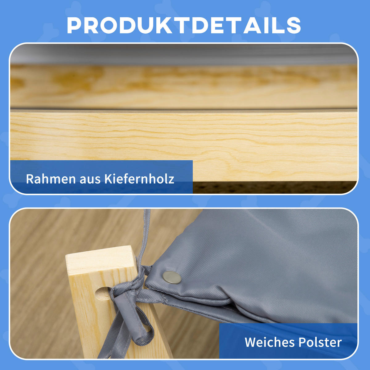PawHut Haustierbett natur Polyester B/H/L: ca. 40x25x72 cm Haustierbett - hellgrau/natur (72,00/40,00/25,00cm) - PawHut