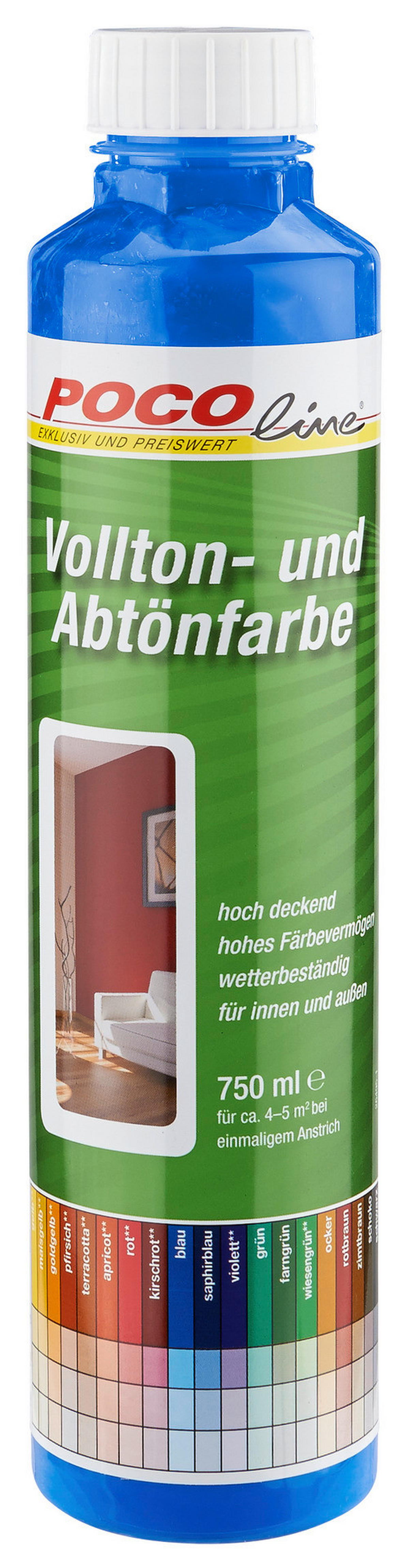 POCOline Vollton- und Abtönfarbe blau ca. 0,75 l Voll+Abtönfarbe 750ml blau - blau (750ml) - POCOline