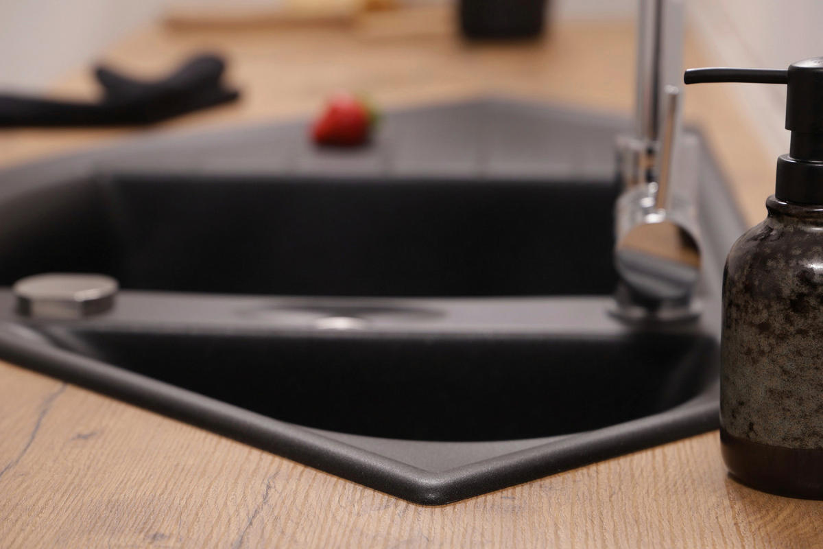 Respekta Einbauspüle Arlington schwarz Granit B/H/T: ca. 110,5x19,5x52 cm Arlington - schwarz (110,50/19,50/52,00cm) - Respekta