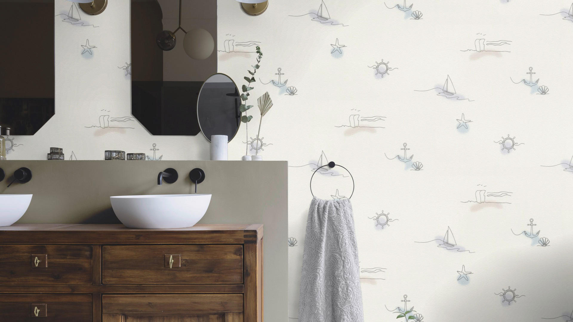 Vliestapete Maritim beige blau B/L: ca. 53x1005 cm Vliestapete_429527 - beige/blau (53,00/1005,00cm)