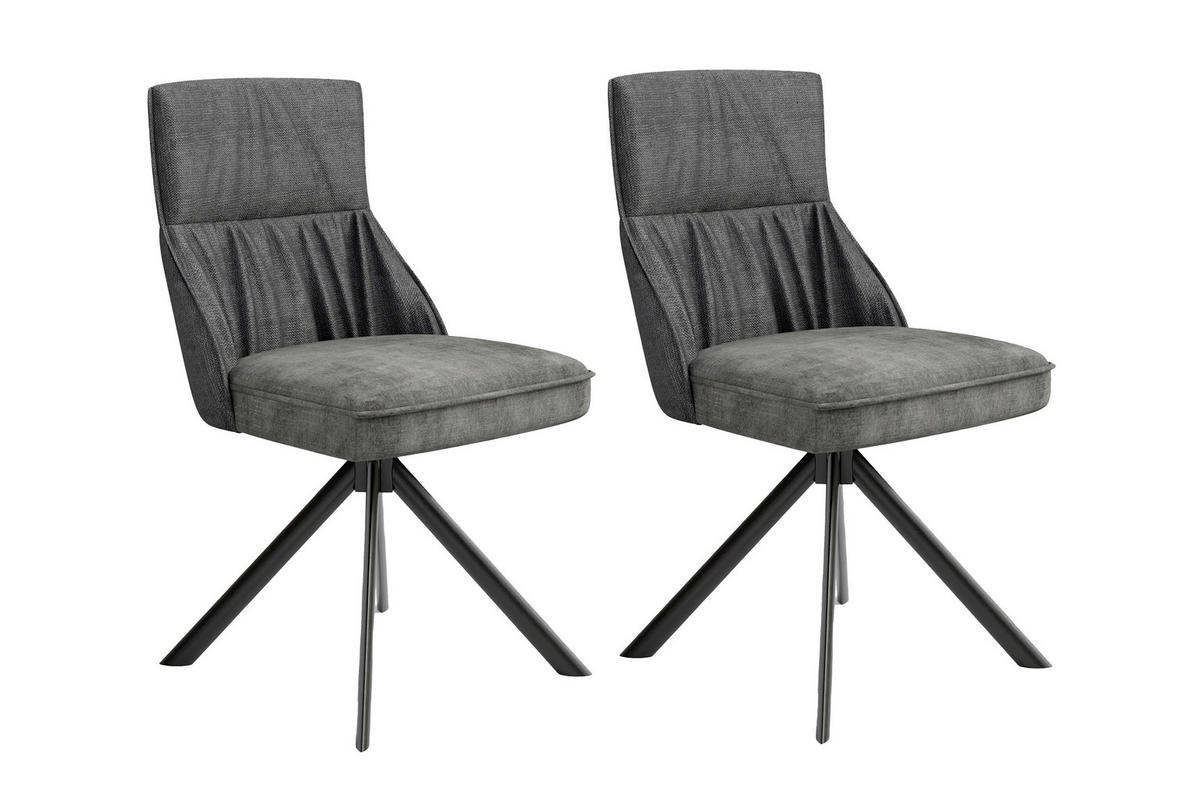Stuhl CALIFORNIA 2er-Set anthrazit Webstoff B/H/T: ca. 50x89x56 cm CALIFORNIA 2er-Set - schwarz/anthrazit (50,00/89,00/56,00cm) - byLIVING