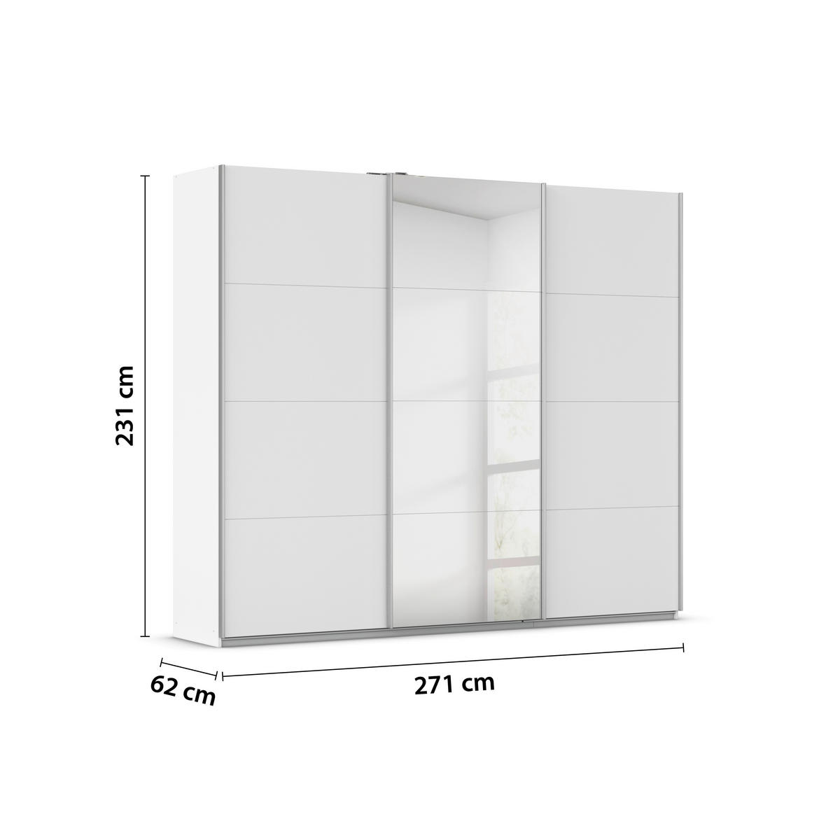 Kleiderschrank Kulmbach Alpinweiß B/H/T: ca. 271x229x62 cm Kulmbach - Alpinweiß/Alu (271,00/229,00/62,00cm)