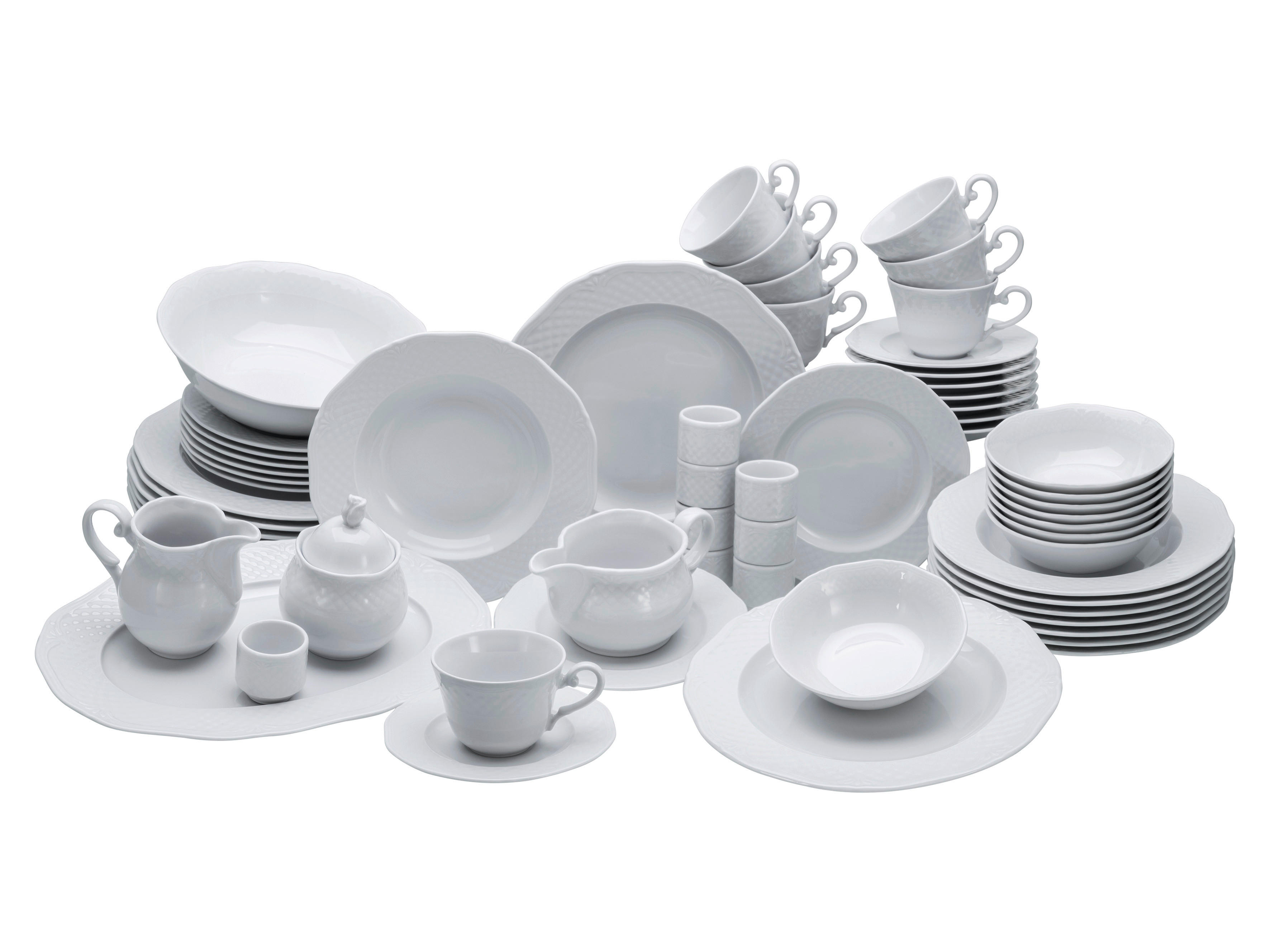 CreaTable Kombiservice Arianne weiß Porzellan 61 tlg. Arianne - weiß - CreaTable