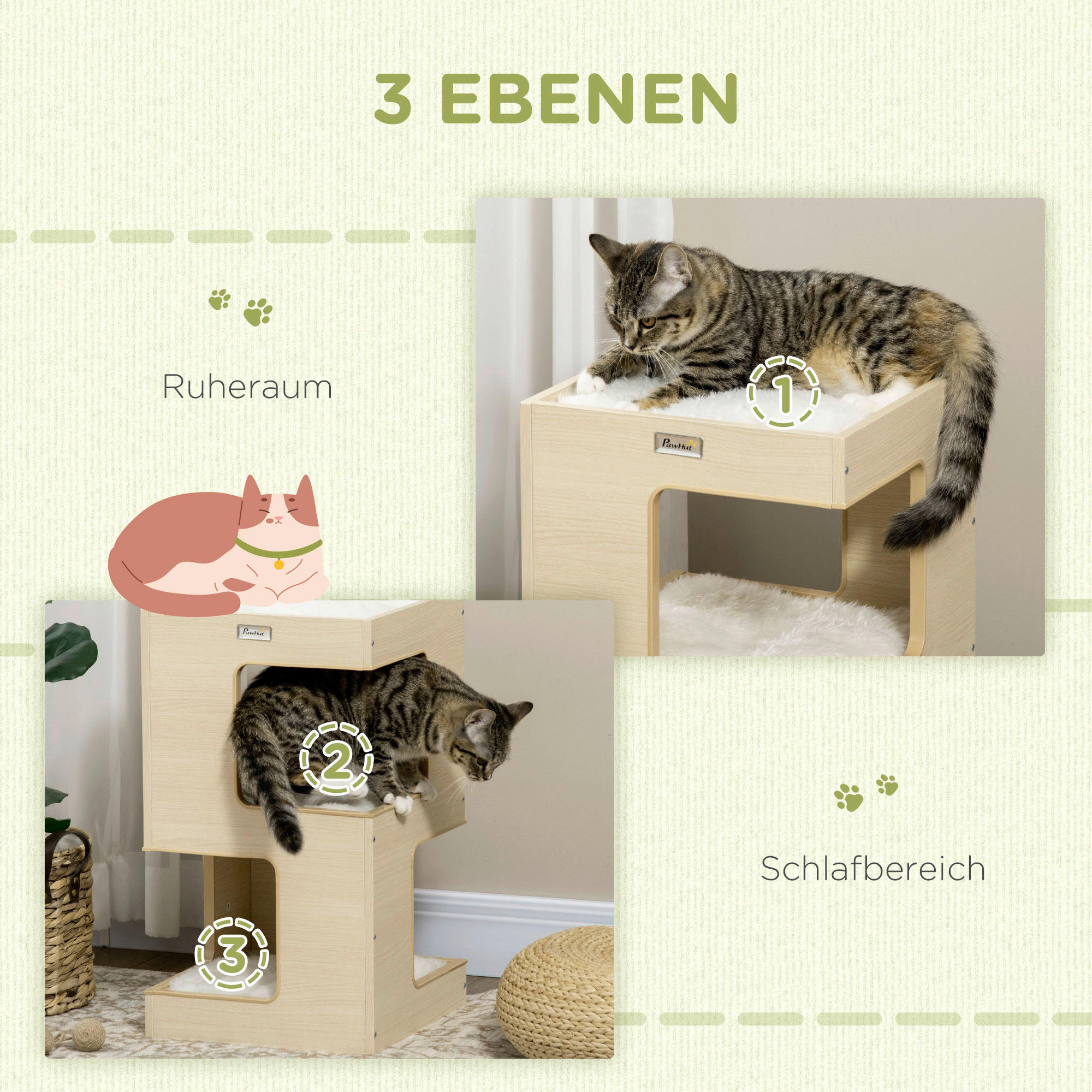 PawHut Katzenhaus Eiche Spanplatte B/H/L...