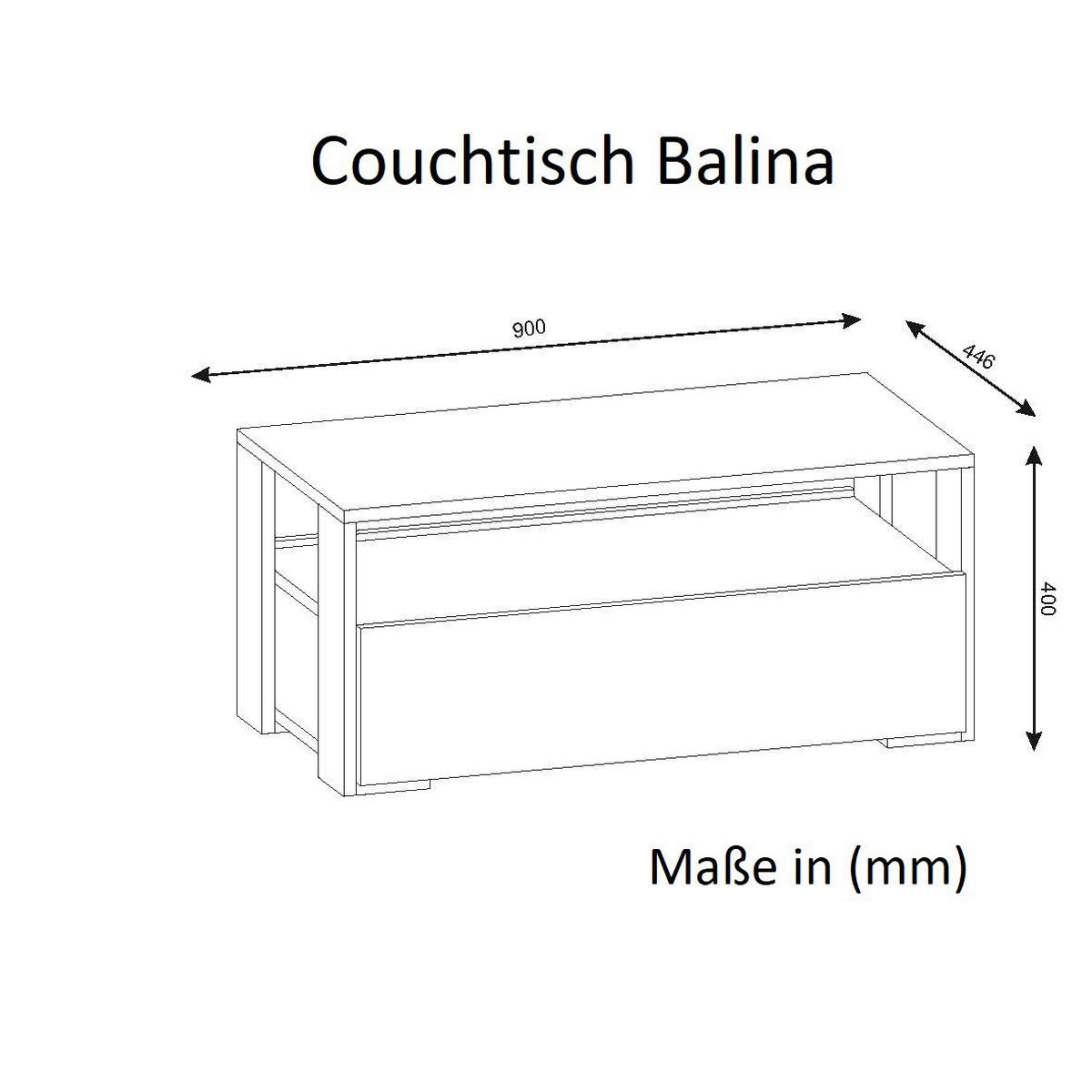 Couchtisch Balina weiß walnuss Nachbildung B/H/T: ca. 90x40x45 cm Balina - weiß/walnuss (90,00/40,00/45,00cm) - moebel17