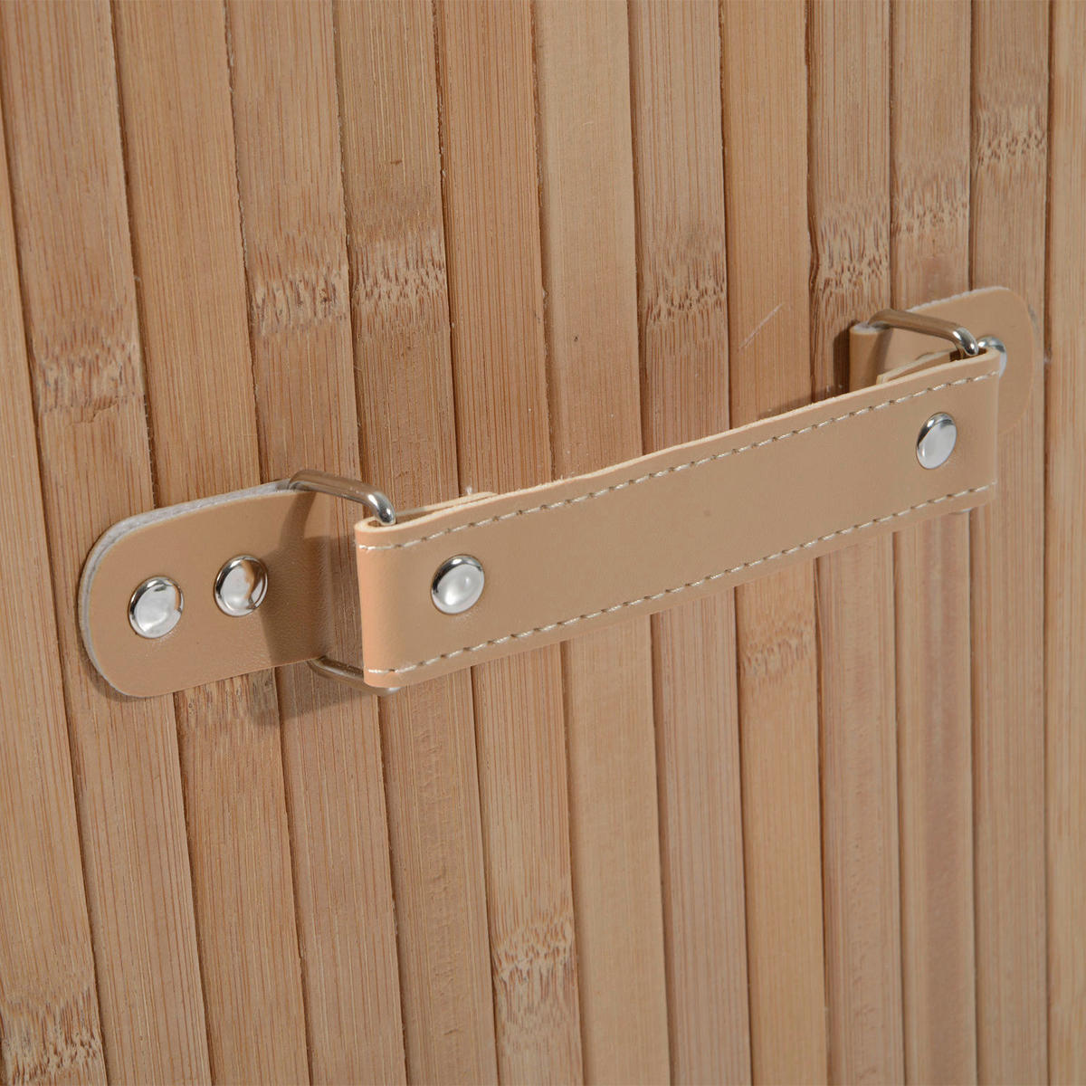 Wäschekorb mit 2 Tragegriffen natur Bambus Stoff Kunststoff B/H/L: ca. 30x60x40 cm Wäschekorb 850-017 - natur (40,00/30,00/60,00cm) - HOMCOM
