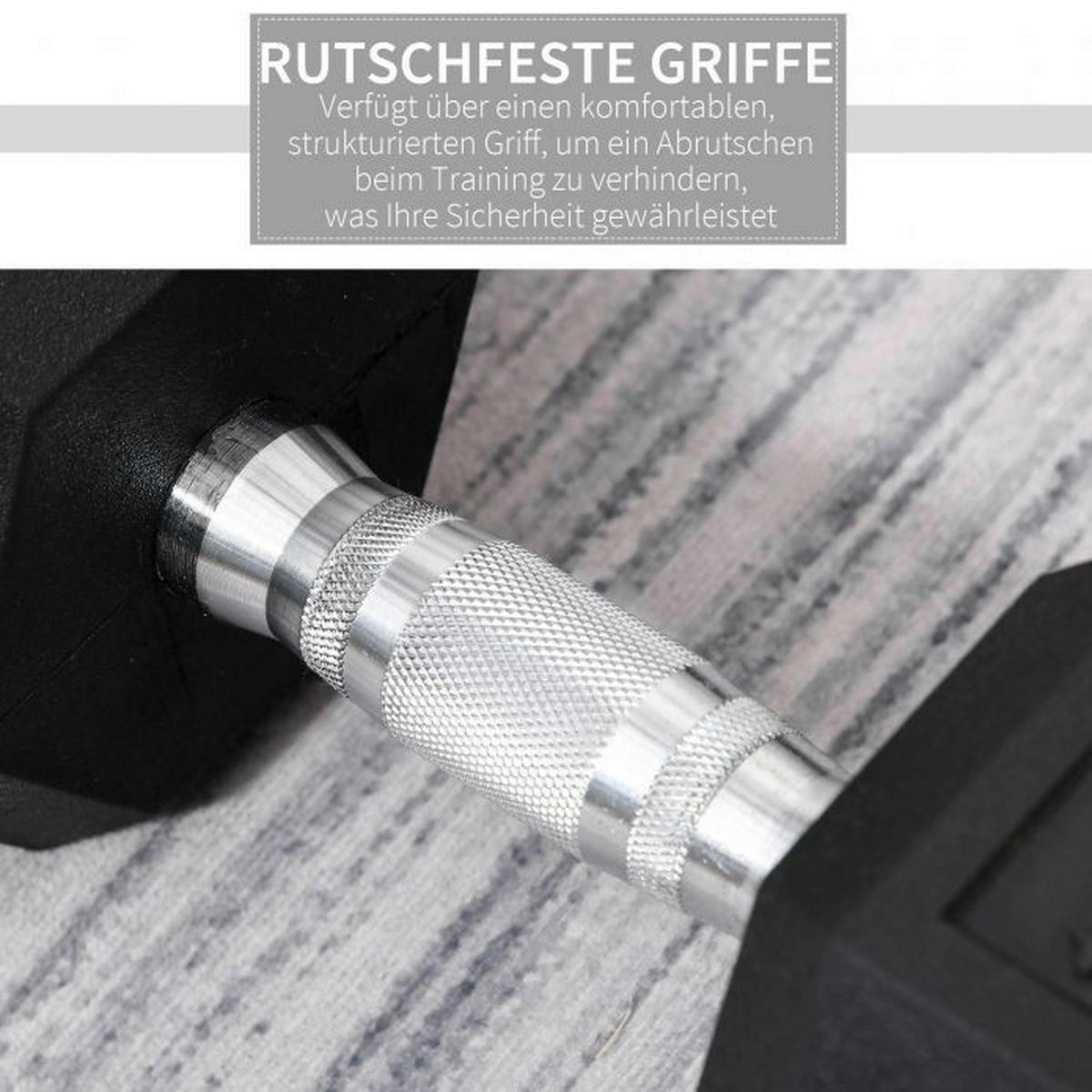 HOMCOM Kurzhantel schwarz Gummi B/H/T: ca. 15,5x10,4x15,5 cm Kurzhantel - schwarz/silber (15,50/10,40/15,50cm) - HOMCOM