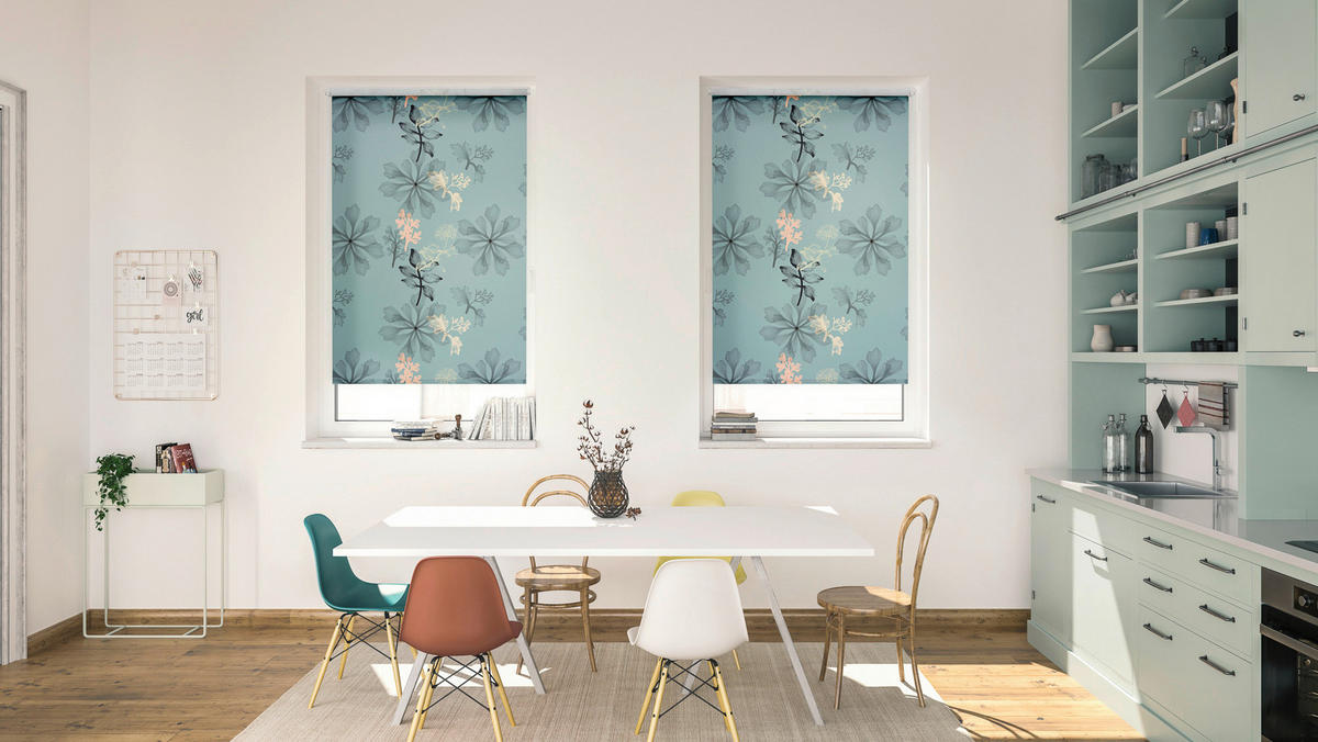 Rollo Aqua Floral blau B/L: ca. 45x150 cm Aqua Floral - blau (45,00/150,00cm) - LICHTBLICK
